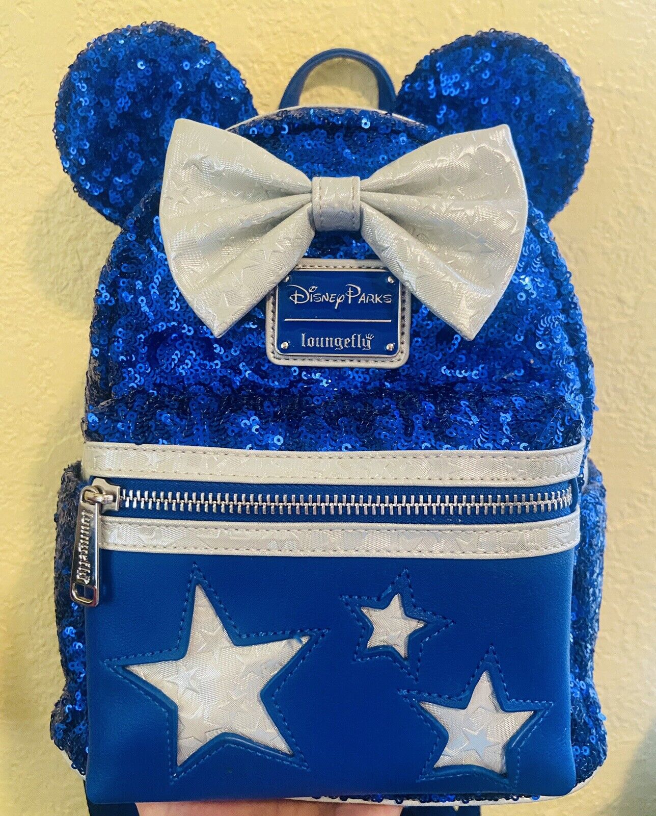 Sequin Loungefly Disney Parks True Blue Sequin Mini Backpack Make A Wish Retired