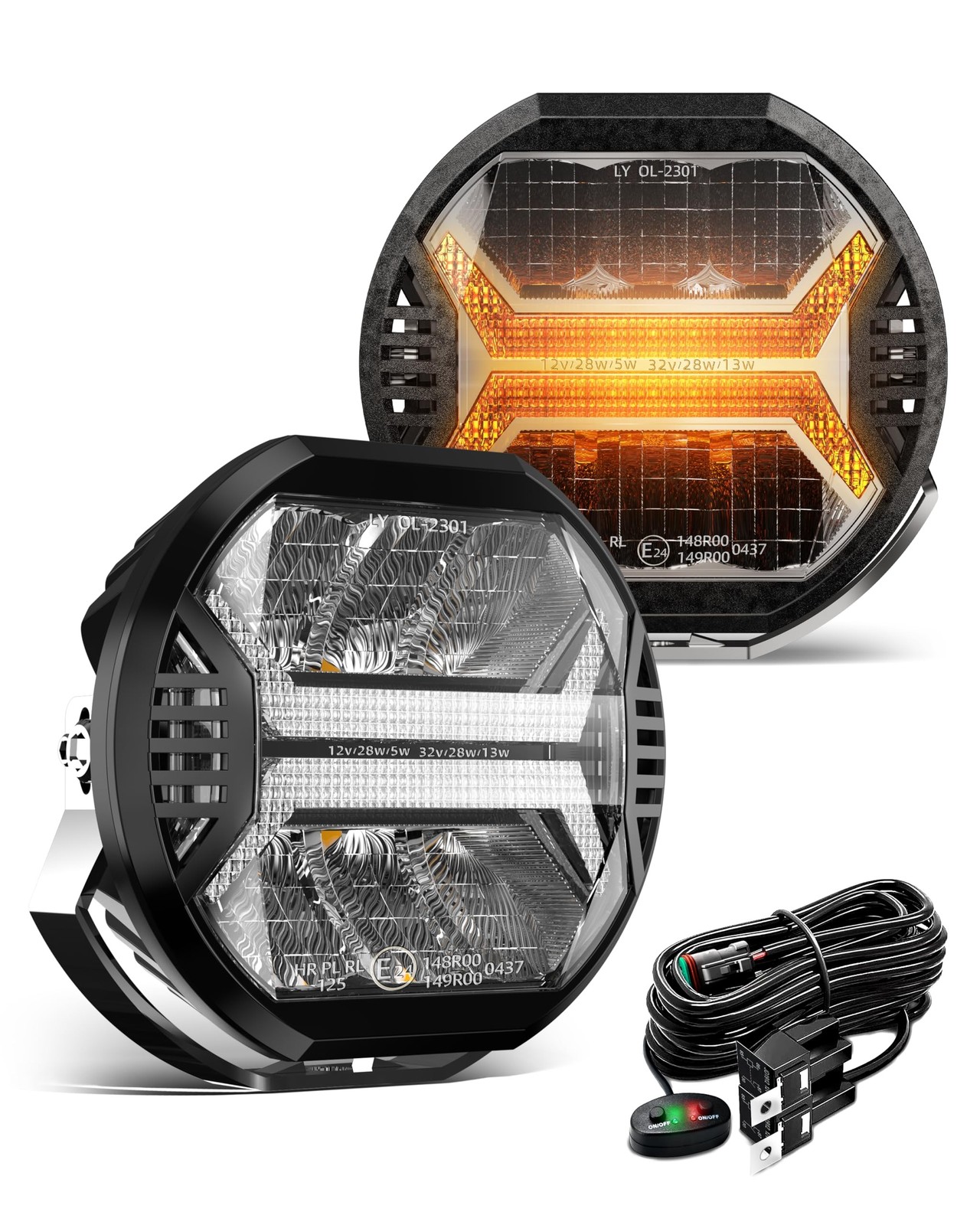 SPL Amber Led Pods Offroad Driving Lights Cube, 5.7In 12000LM, 5-3/4