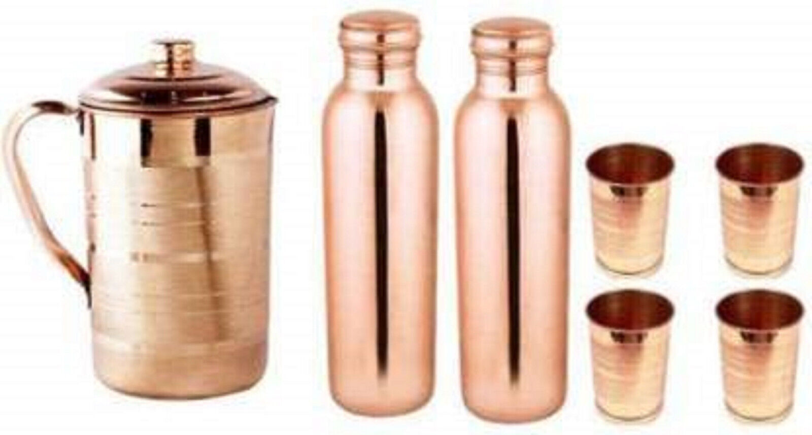Pure Copper Water Pitcher Jug 4Tumbler 2 Water Bottle Ayurveda Health Benefits