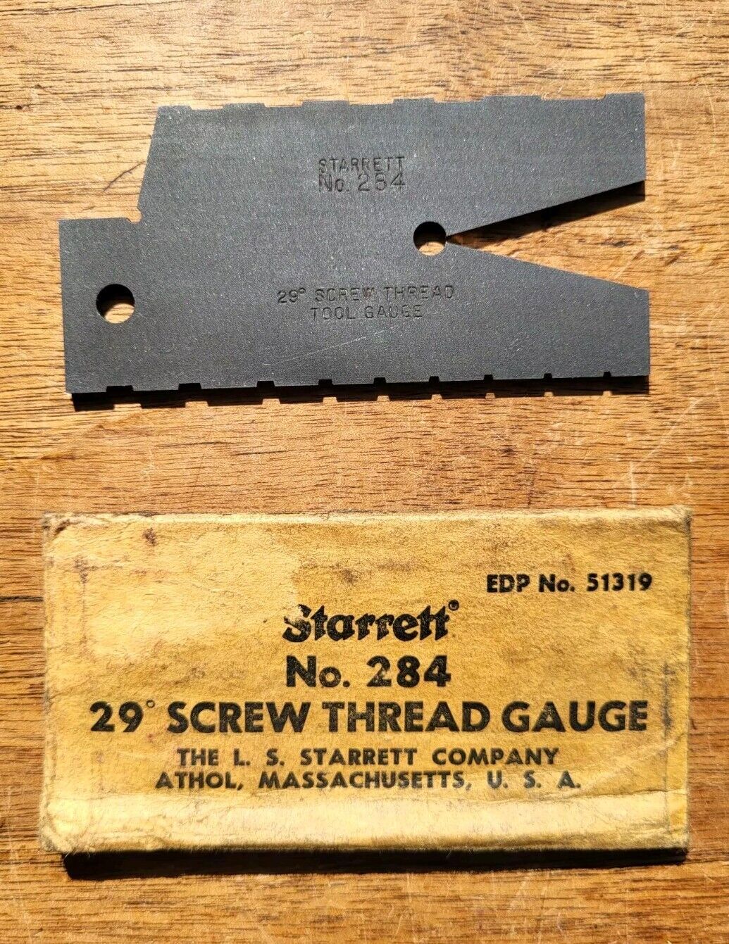 Vintage L. S. Starrett No. 284 29° Screw Thread Gauge Machinist Tool USA