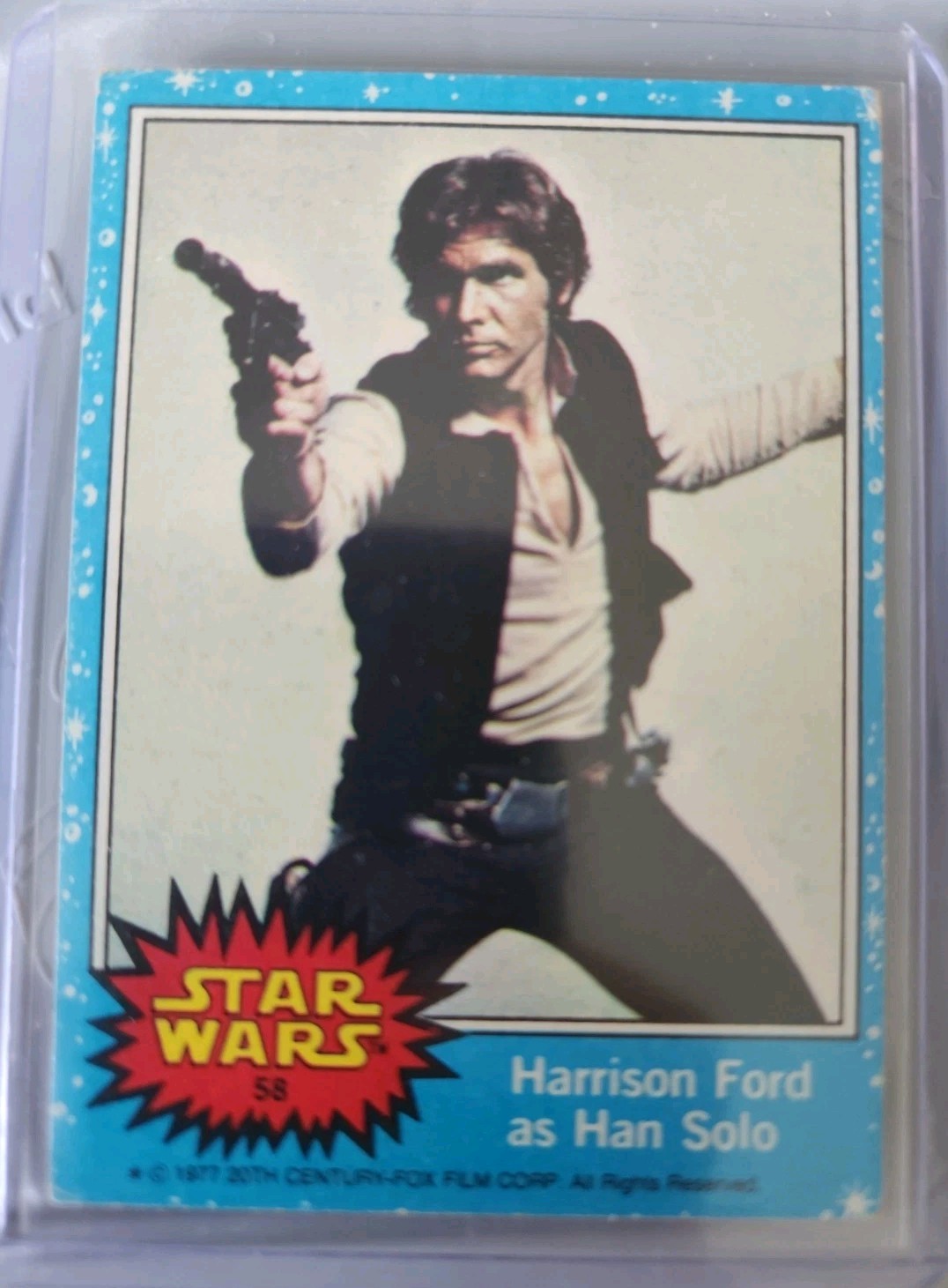 1977 Topps Star Wars Blue Set #58 Harrison Ford As Han Solo Ungraded Card 