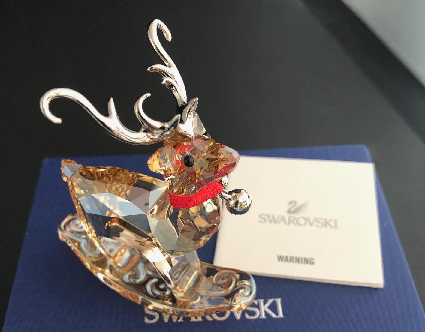 SWAROVSKI WINTER REINDEER ROCKING, #1086146,  RETIRED, RARE NIB
