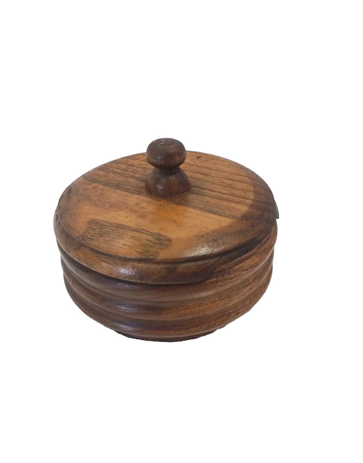 Vintage Wooden Trinket Box - Round