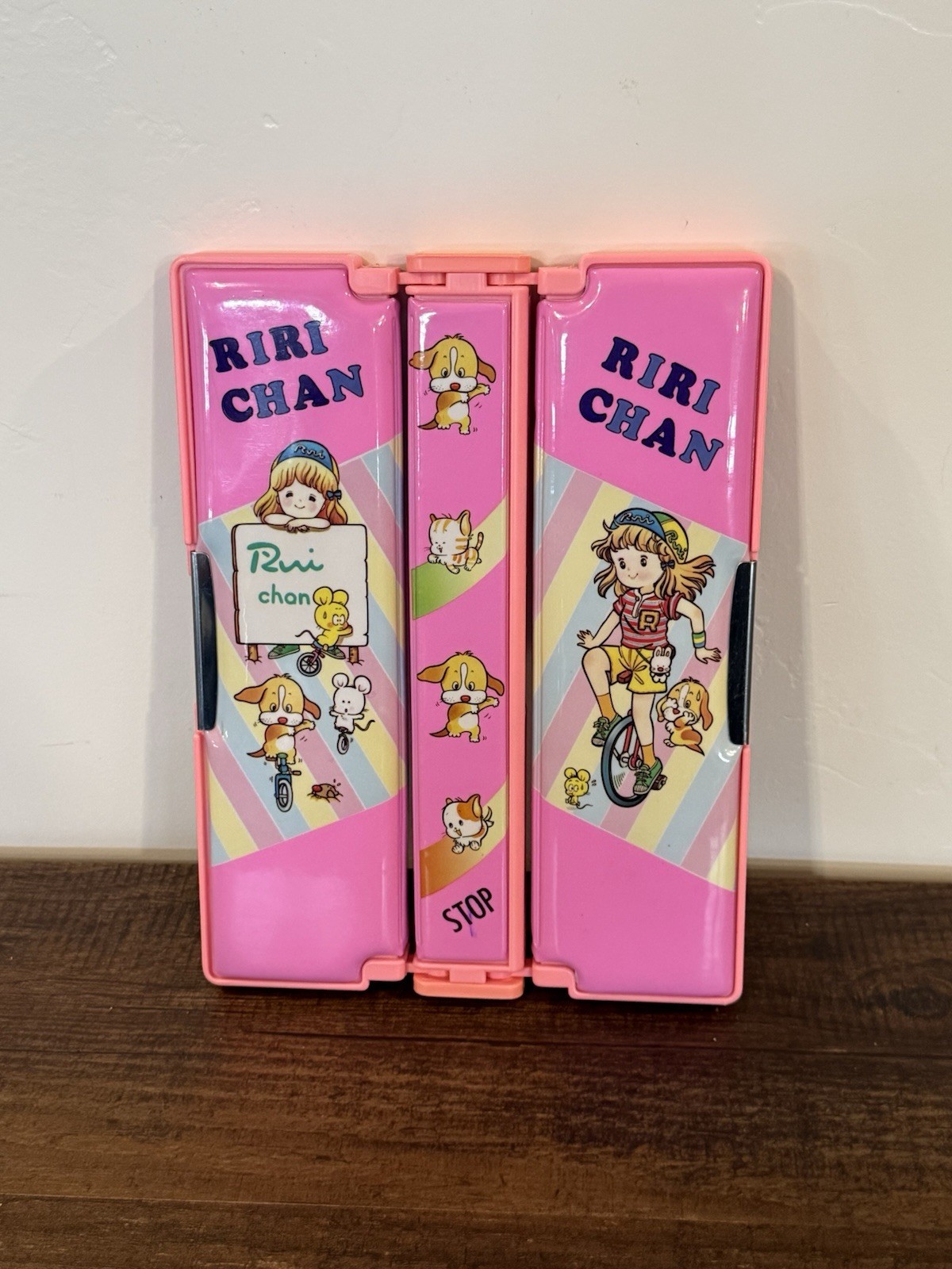 Vintage Anime Flomo Pencil Case RiRi Chan Girl Pink School Stationary Storage