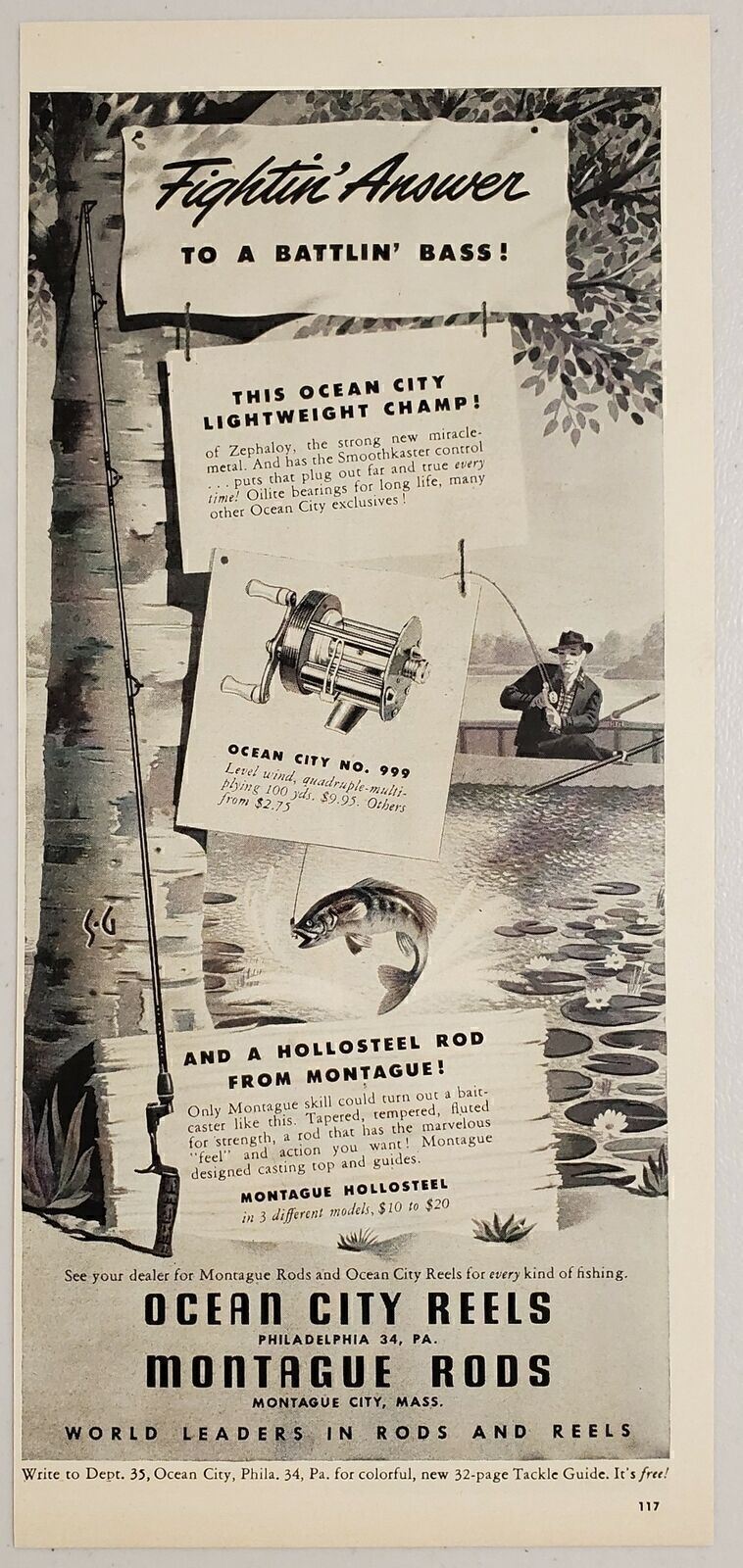 1948 Print Ad Ocean City Fishing Reels & Montague City Rods Philadelphia,PA