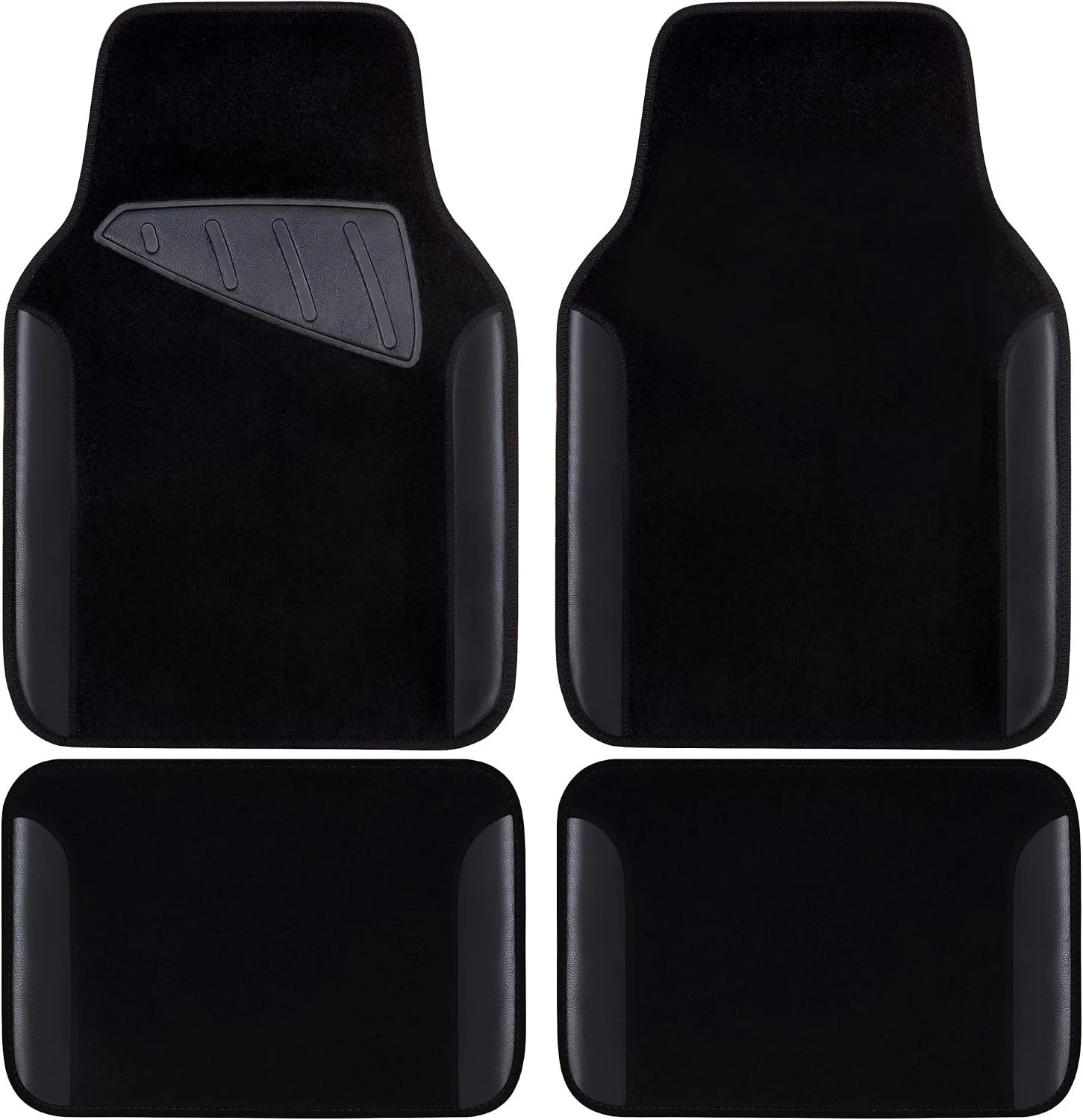 Waterproof Universal Fit Car Floor Mats, Faux Leather Car Carpet Mats, Black Car