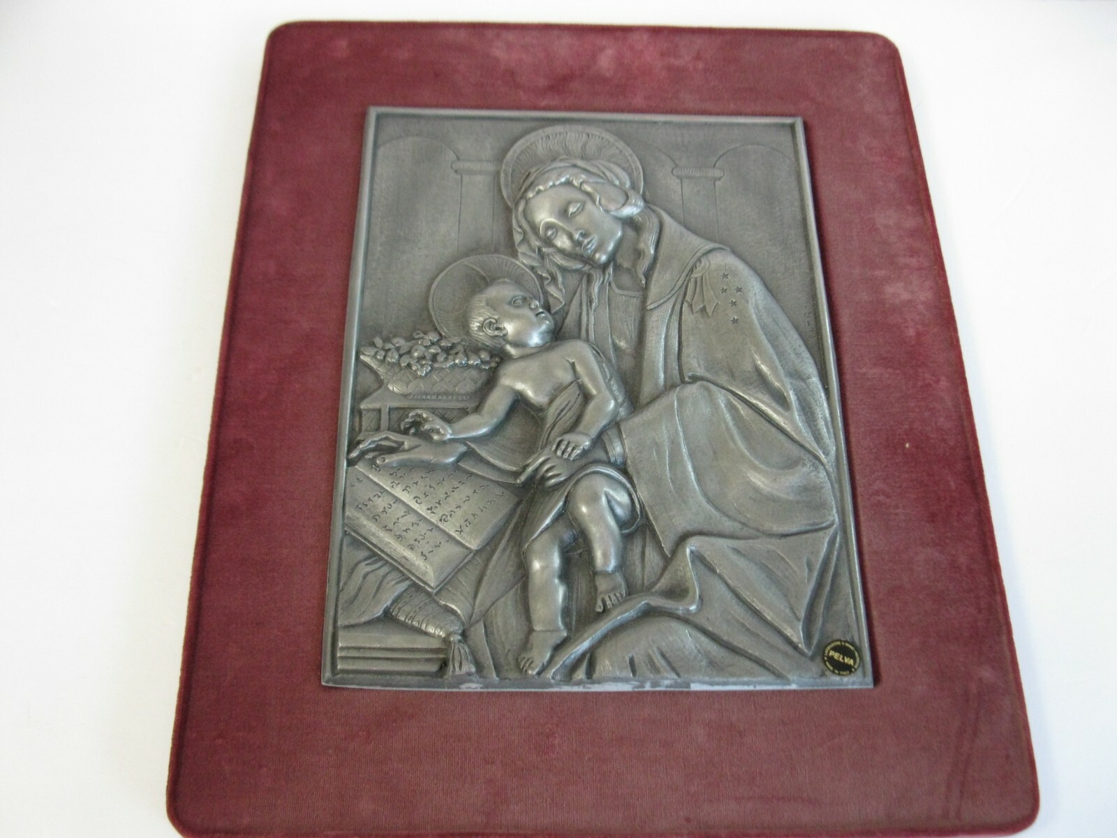 Madonna & Child Jesus Pewter Metal Wall Plaque 16\ Madonna & Child Jesus Pewter Metal Wall Plaque 16\