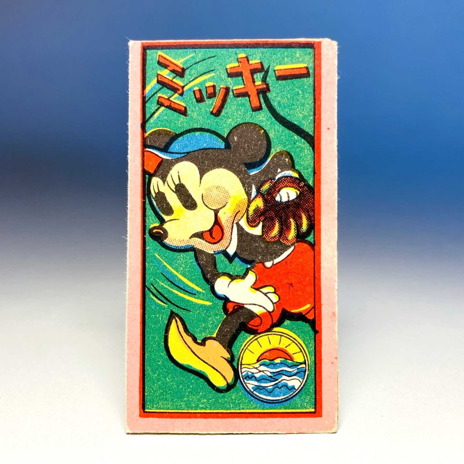 Mickey Mouse Pitching Pitcher Baseball 1950s Japanese Vintage Menko Card Disney