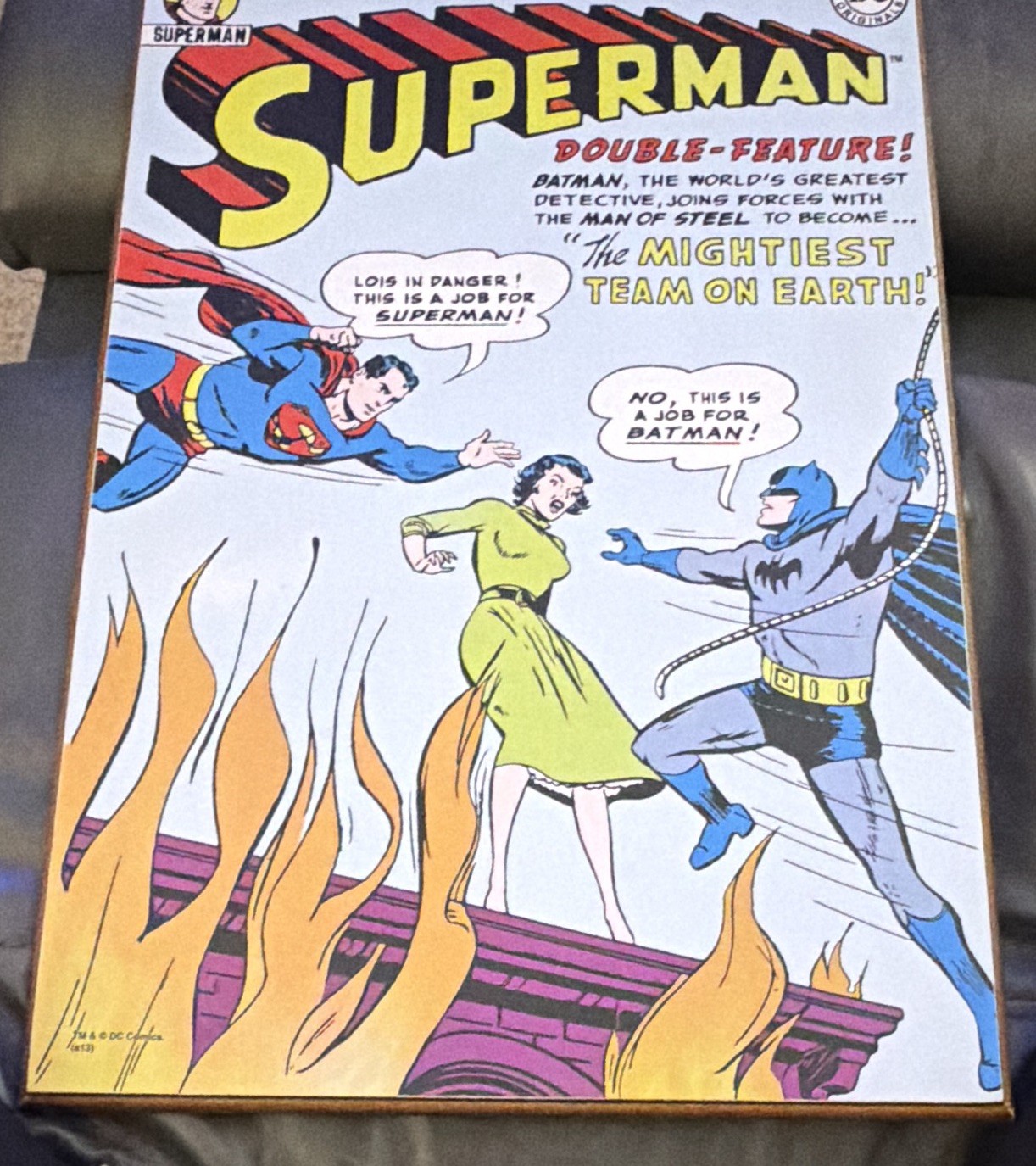 Superman Color Comic Book Featuring Superman, Batman & Lois Lane Wall Art on MDF