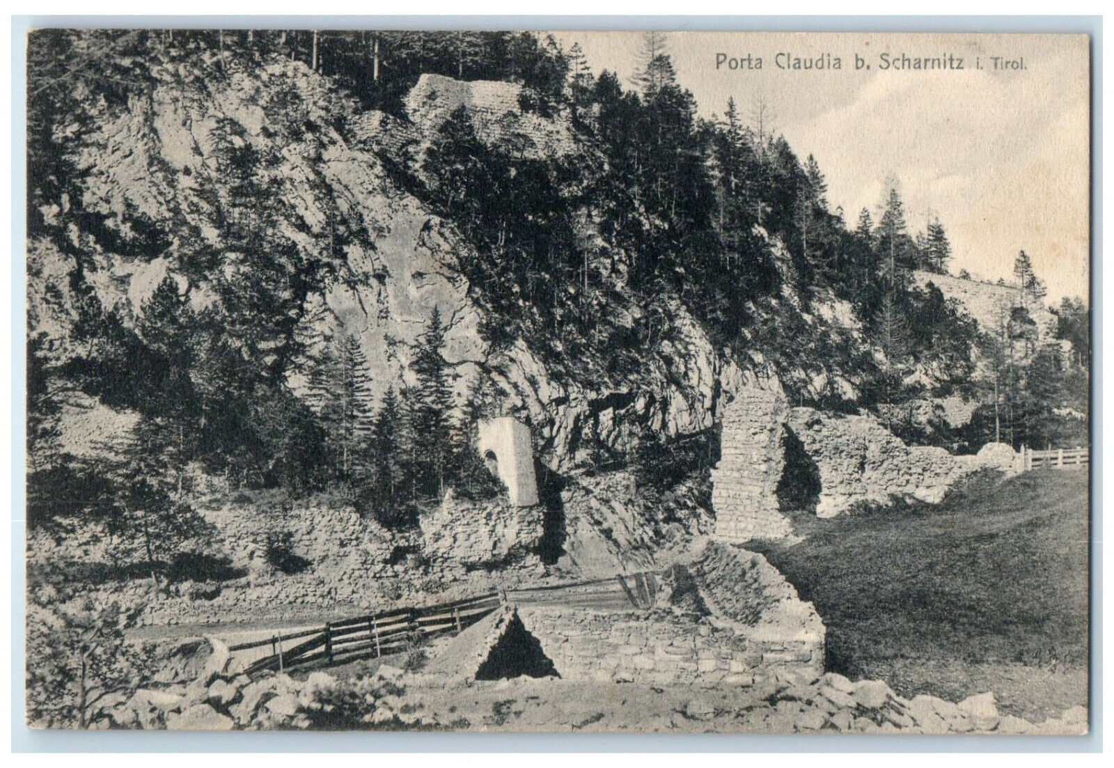 c1910 Scene at Porta Claudia Scharnitz Austria Antique Posted Postcard