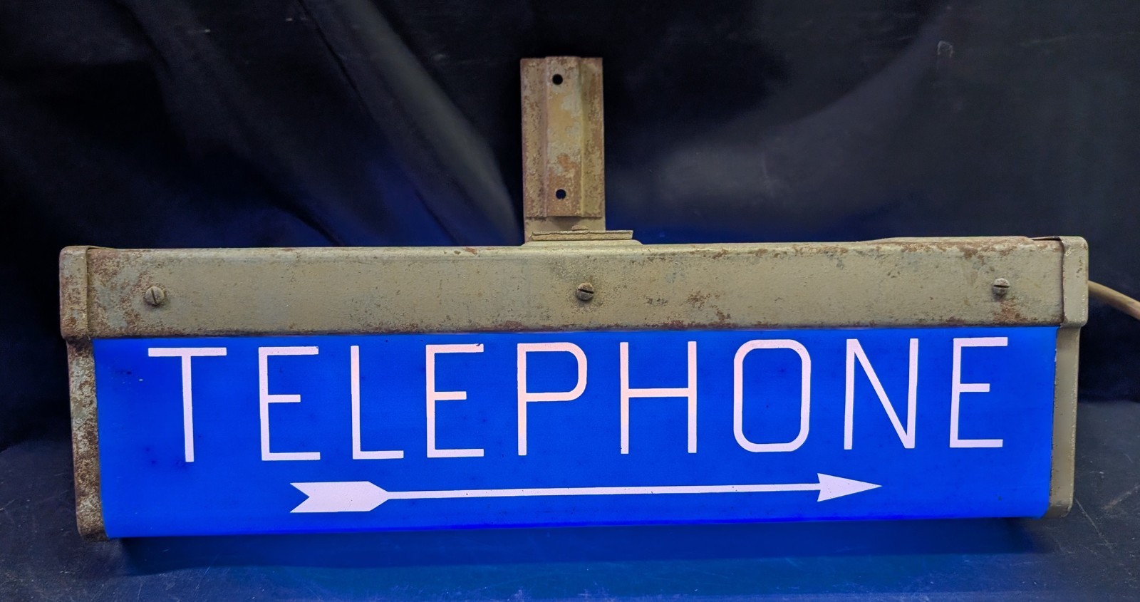 Western Electric Telephone double sided plastic & metal light up sign with arrow