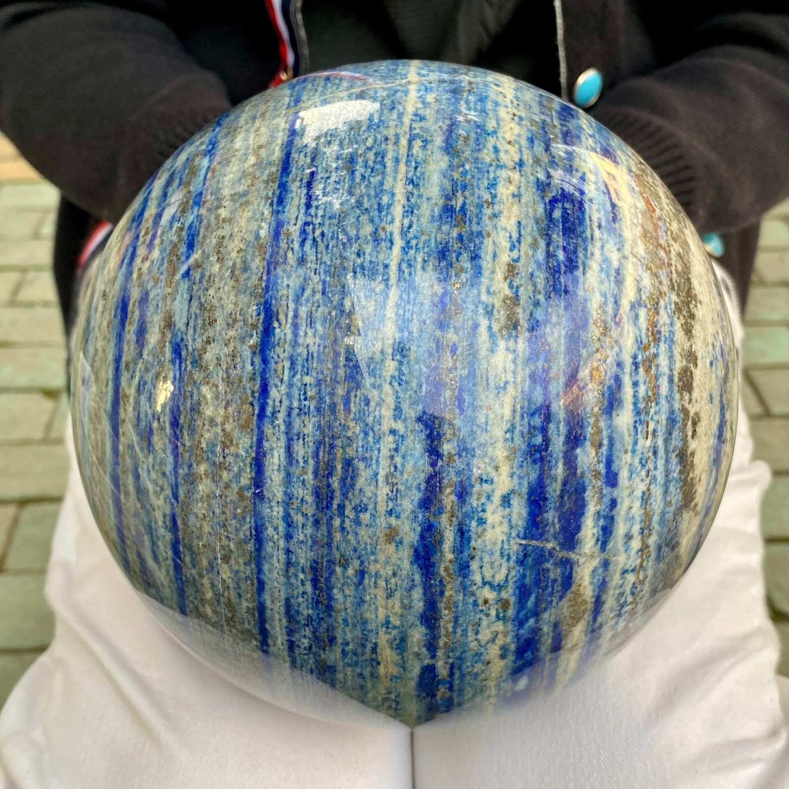 18.38LB Large Natural Lapis lazuli jasper Quartz Sphere Crystal Ball Reiki Heal