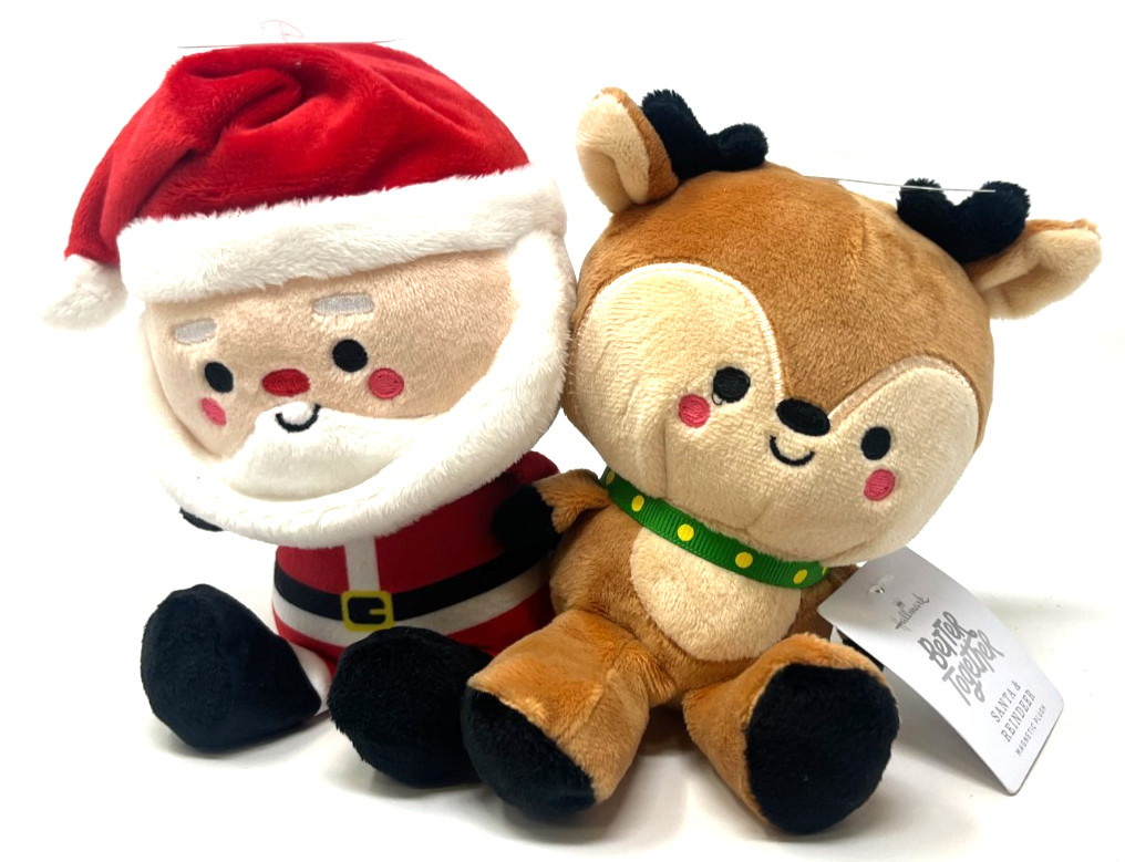 Hallmark Better Together Santa & Reindeer Magnetic Plush New w/ Tags Christmas