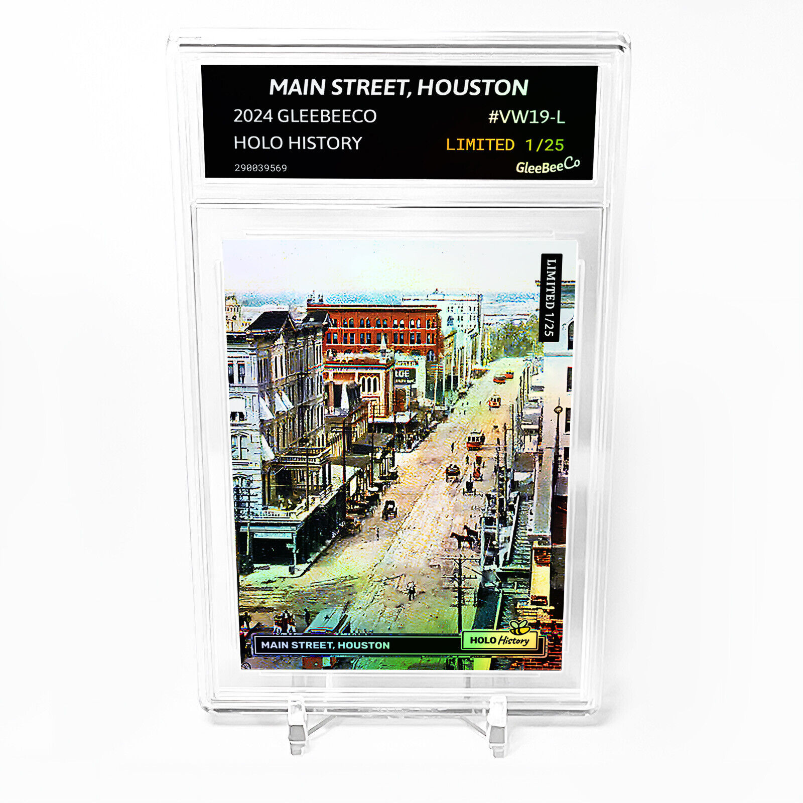 VIEW OF MAIN STREET, HOUSTON, TEXAS 1908 2024 GleeBeeCo Holo Card #VW19-L /25