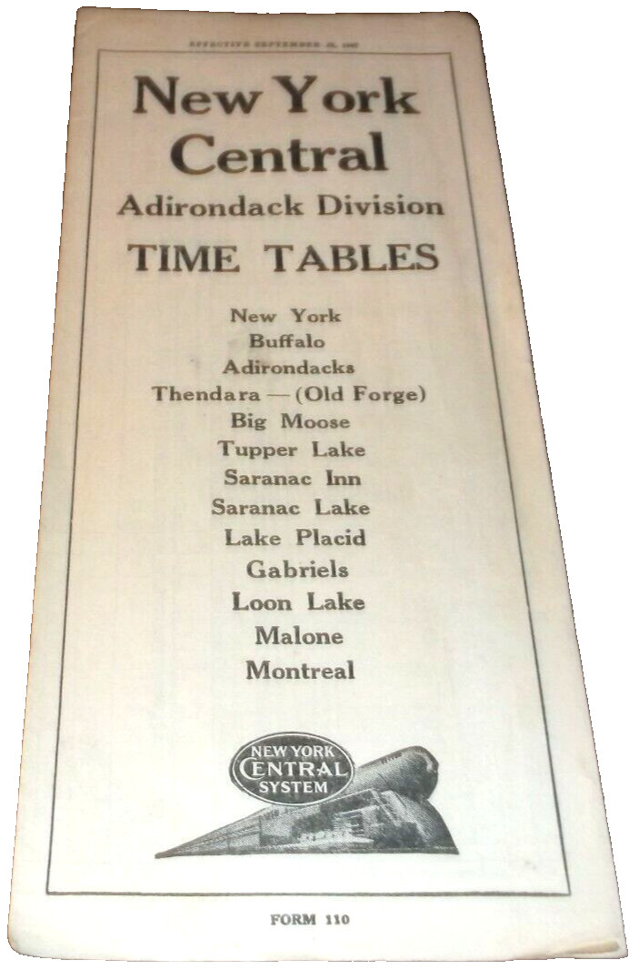SEPTEMBER 1947 NYC NEW YORK CENTRAL ADIRONDACK DIVISION NEW YORK STATE FORM 110