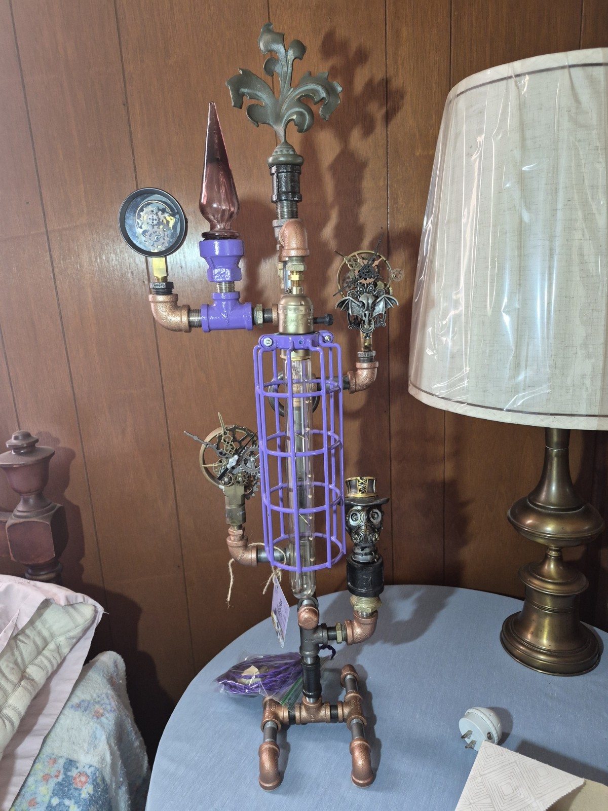 Purple Steampunk Sculptured Lamp