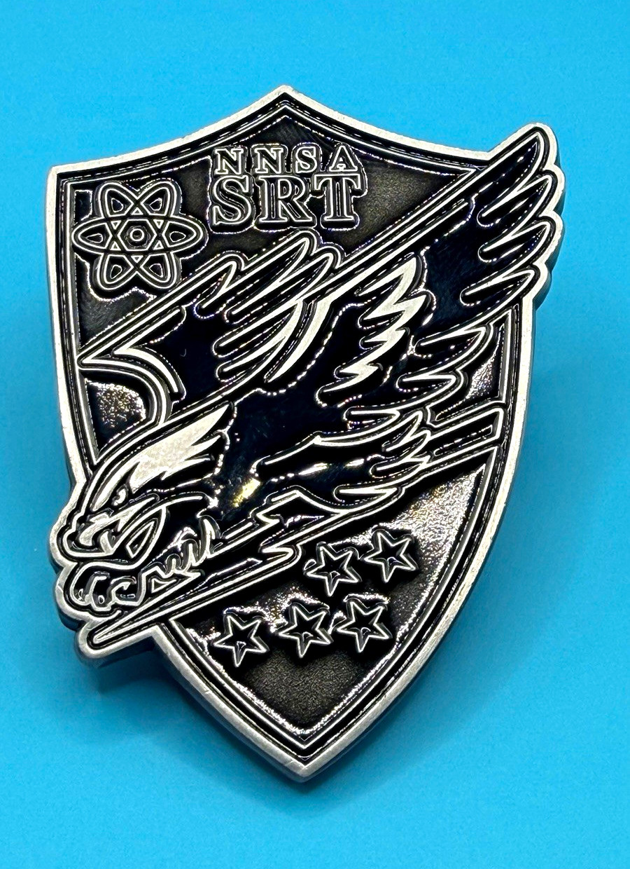 NNSA SRT Special Response Team Police Shield Metal Pin Badge Black & Silver