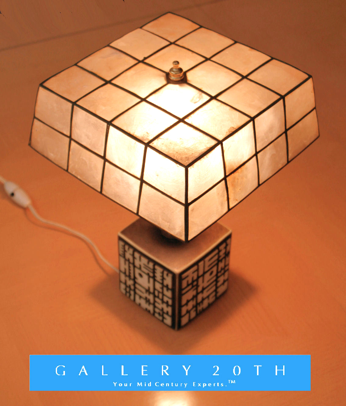 SUPER RARE MCM ABSTRACT SQUARES CUBE LAMP RAYMOR 50'S 60'S VTG B&W MID CENTURY