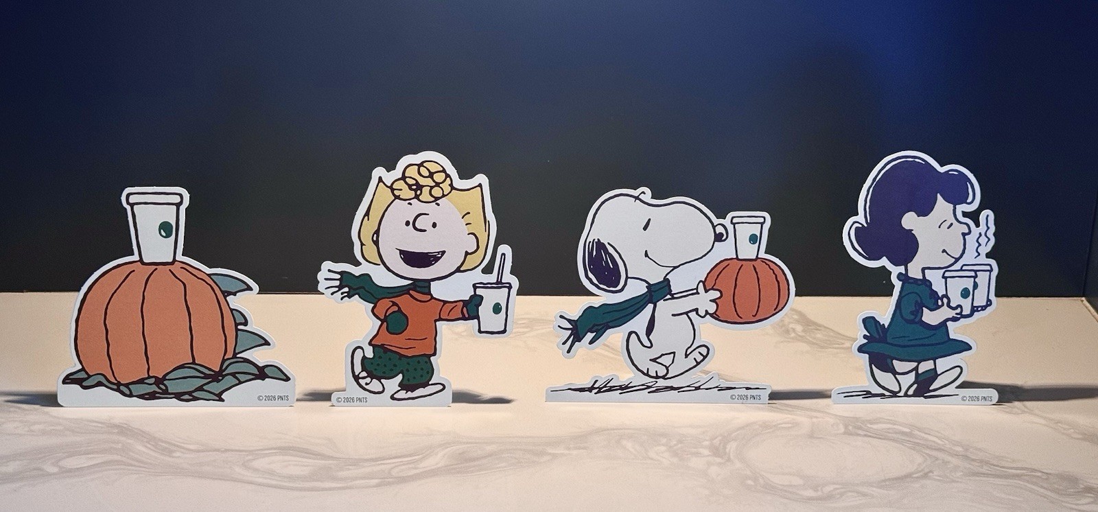 RARE Starbucks x Peanuts 2026 Complete 4pc Store Display Snoopy Promo Standee RARE Starbucks x Peanuts 2026 Complete 4pc Store Display Snoopy Promo Standee
