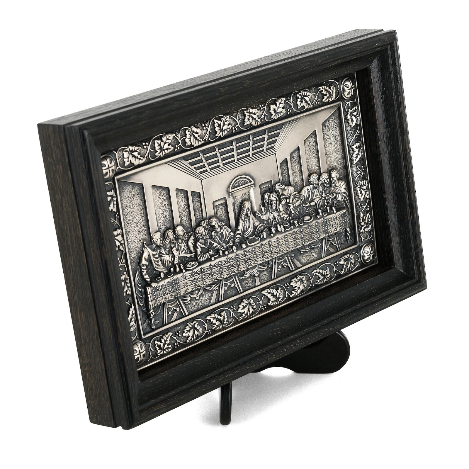Artes The Last Supper Relief Icon 999 Silver Plated Oak Frame 20x32cm M01.1