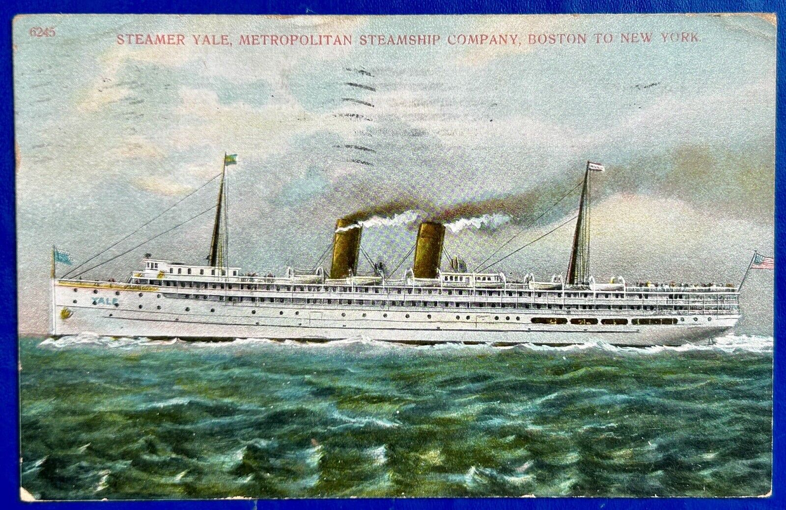 1907 STEAMER YALE, METROPOLITAN STEAMSHIP COMPANY Vintage Postcard