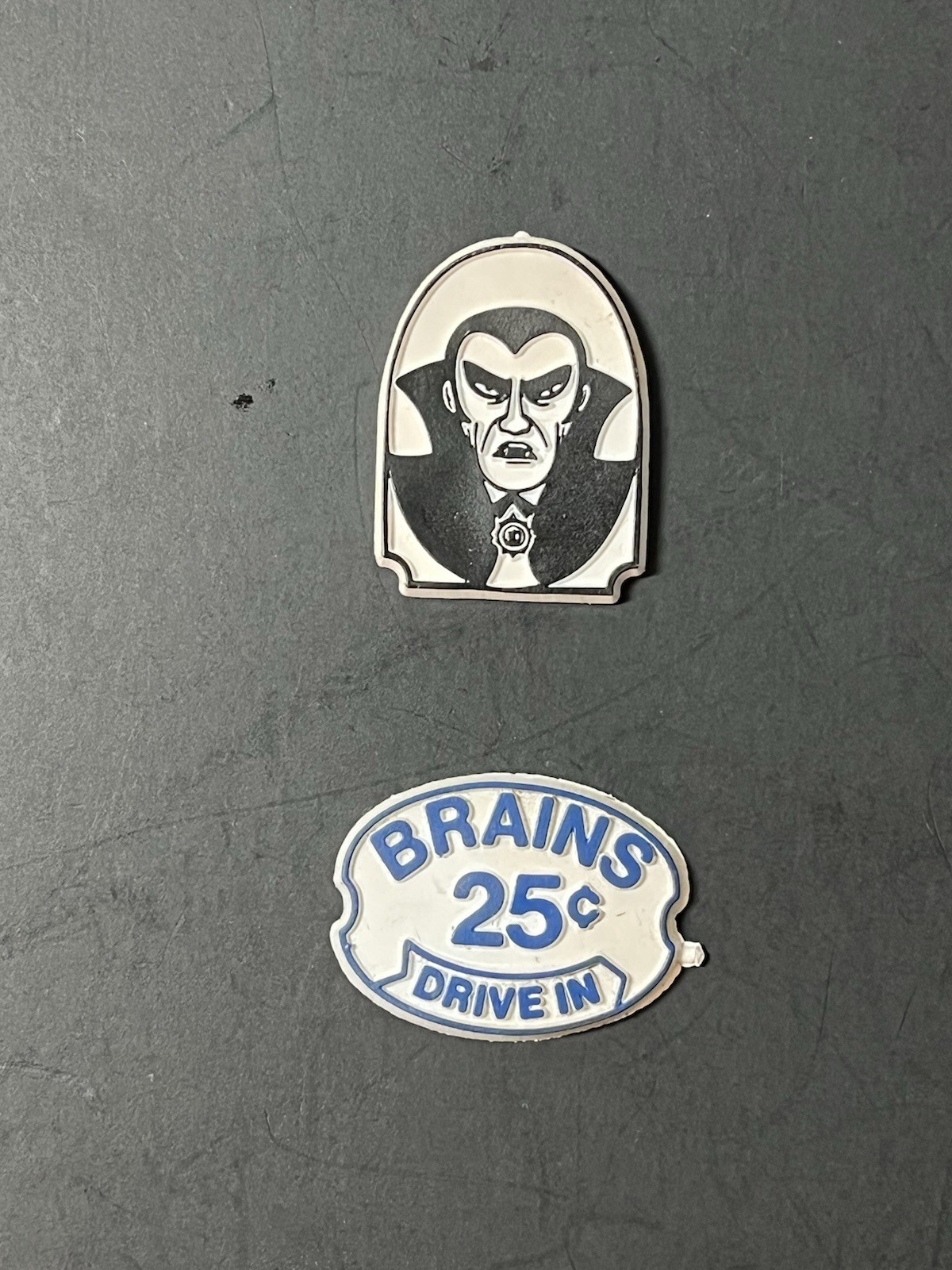 Vintage Die-cut Fridge Magnet Lot HALLOWEEN Dracula Vampire + BRAINS Drive In