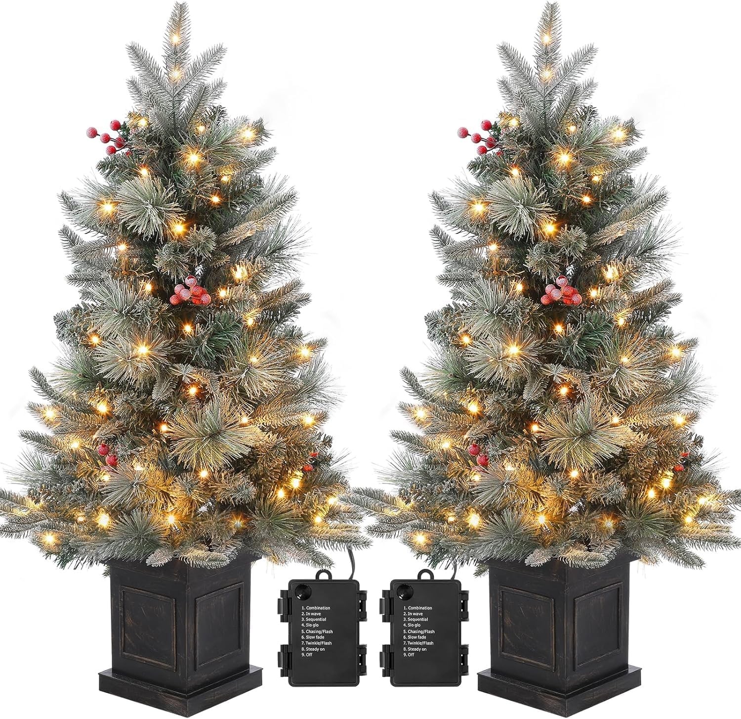 2-Pack 3FT Pre-Lit Small Christmas Tree w/78 White LED Lights Tabletop Xmas Tree