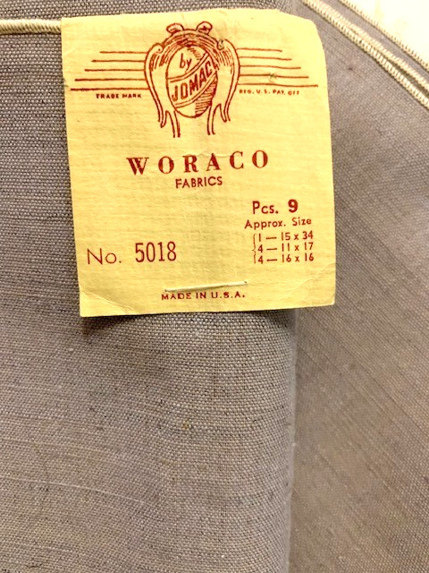 VINTAGE WORACO FABRICS BY JOMAC 9 PC. TABLE LINENS GRAY 1940'S