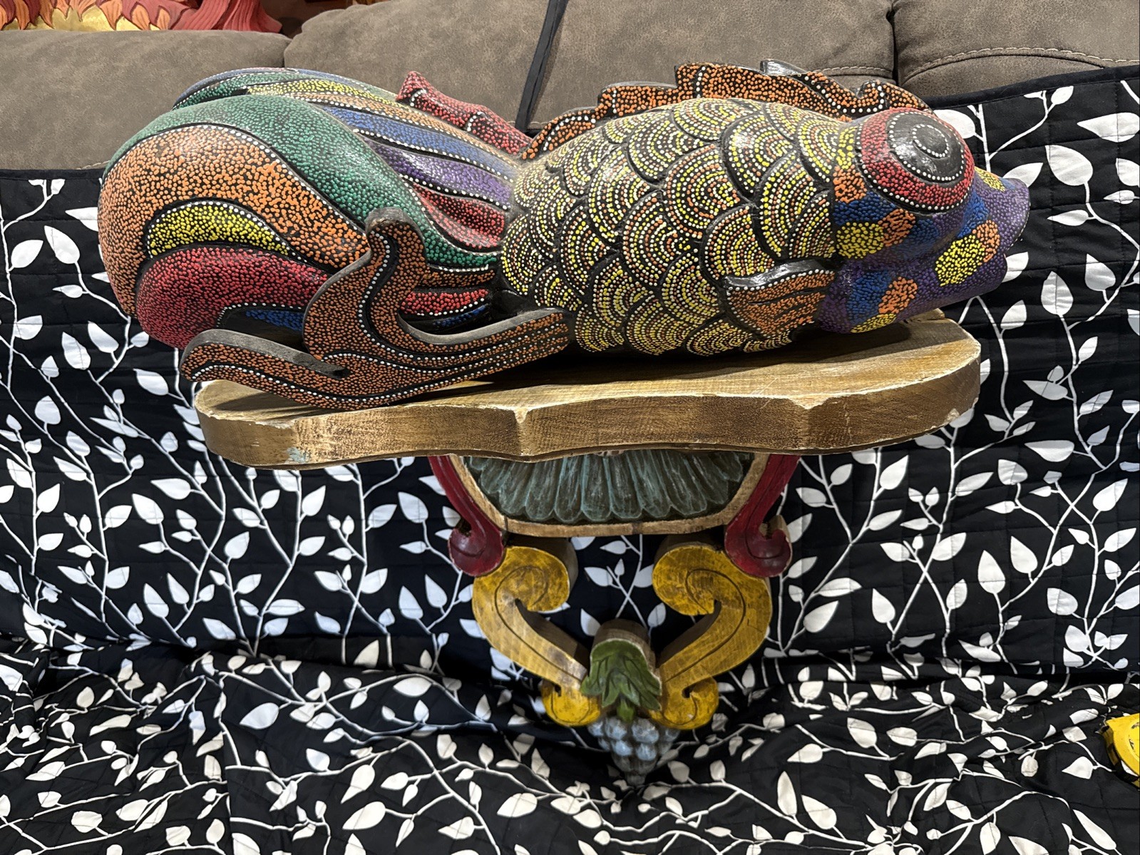 VTG Hand Carved Wooden Colorful Large Fish Indonesia (Fish Only)