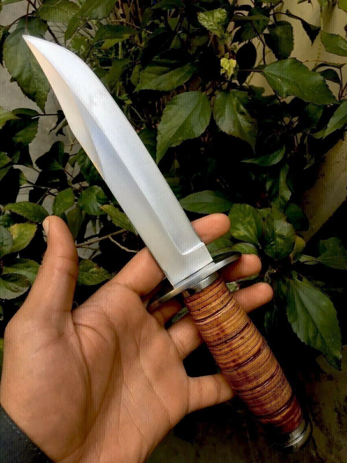 Ka-Bar Special Custom Handmade D2 Tool Steel Combat Knife USA Knives With Leath