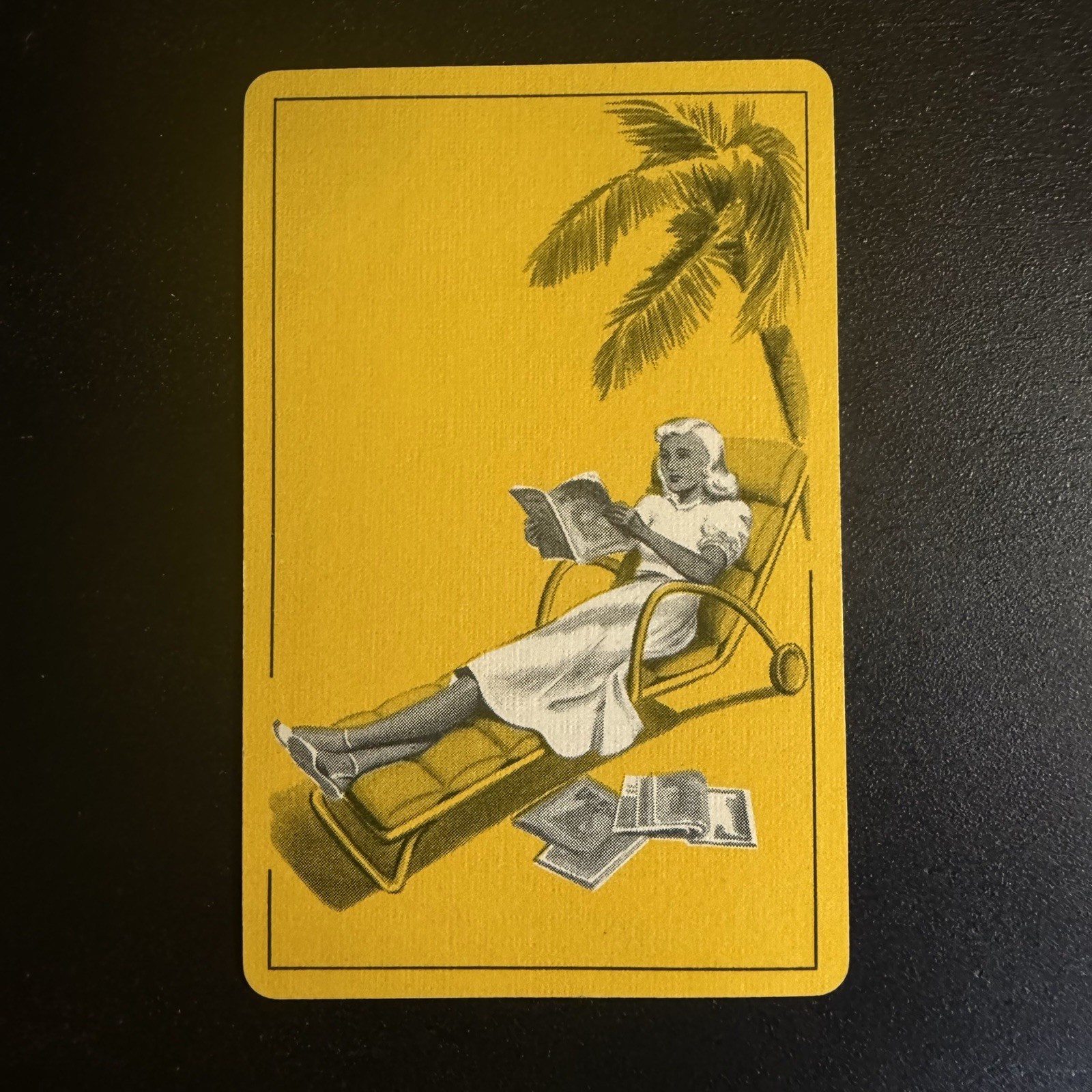 Woman Lounging And Reading Single Swap Playing Card -c. 1930s (Linen)
