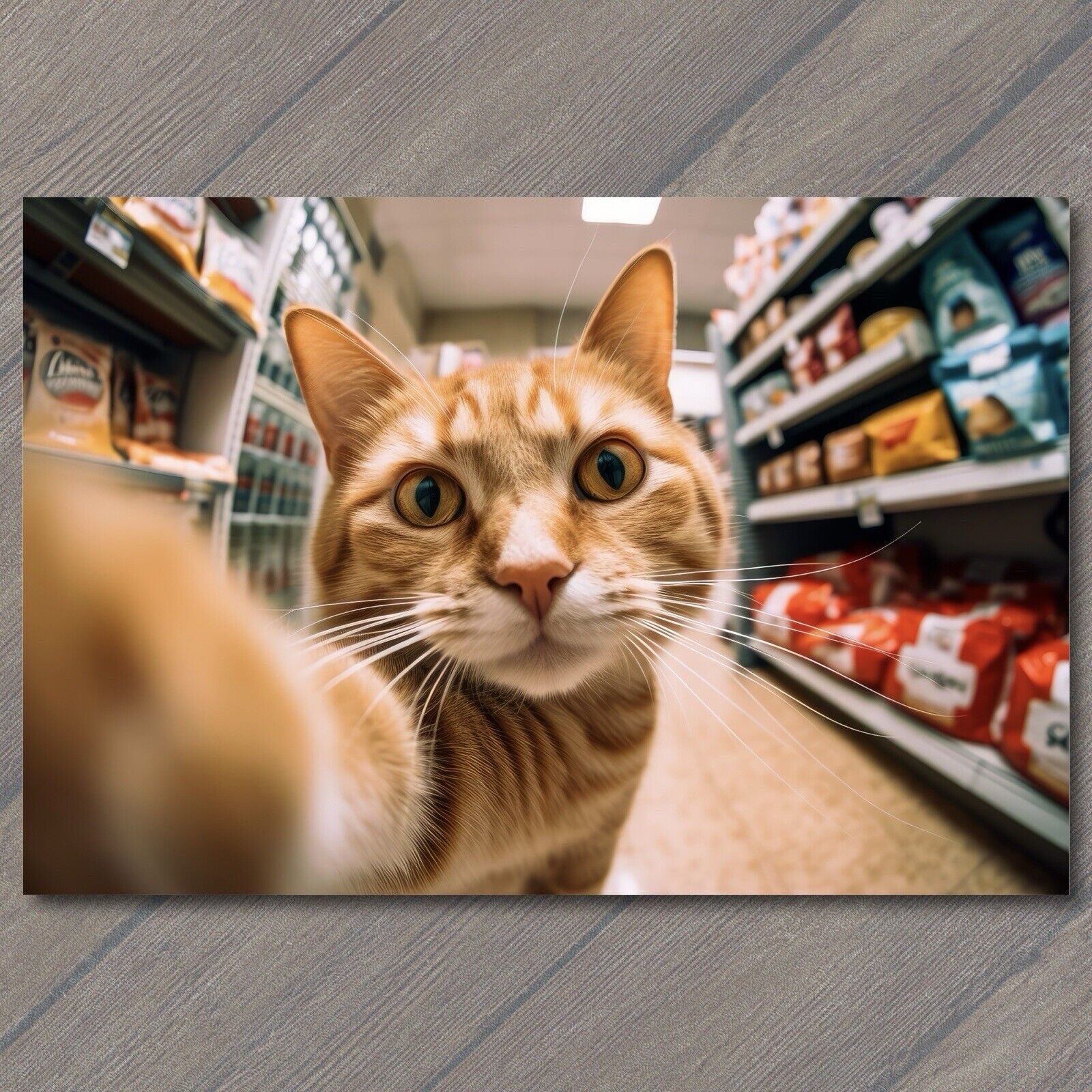 POSTCARD: Adorable Kitty Selfie - Captivating Gaze Pet Food Supermarket 🛒🐾