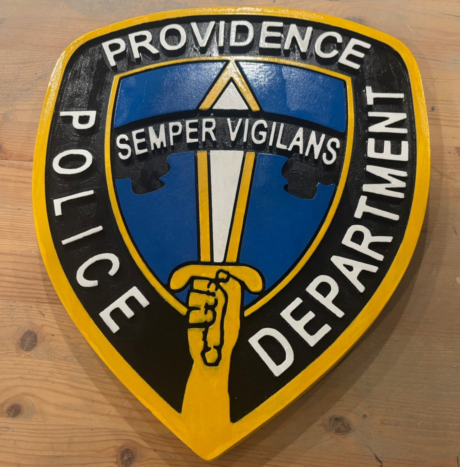 Police Providence Rhode Island 3D routed wood patch plaque sign Custom