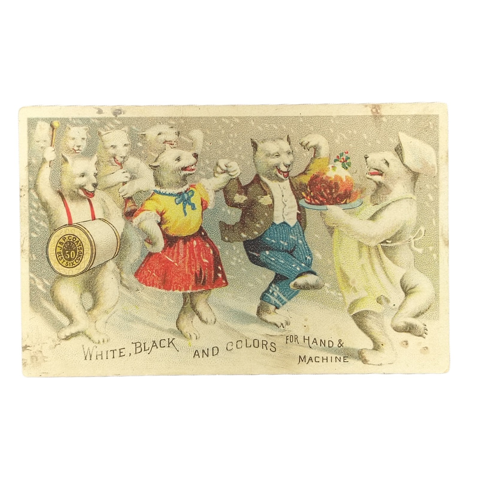 J P Coats Anthropomorphic Dressed Polar Bears Dancing Celebration 1887 J P Coats Anthropomorphic Dressed Polar Bears Dancing Celebration 1887