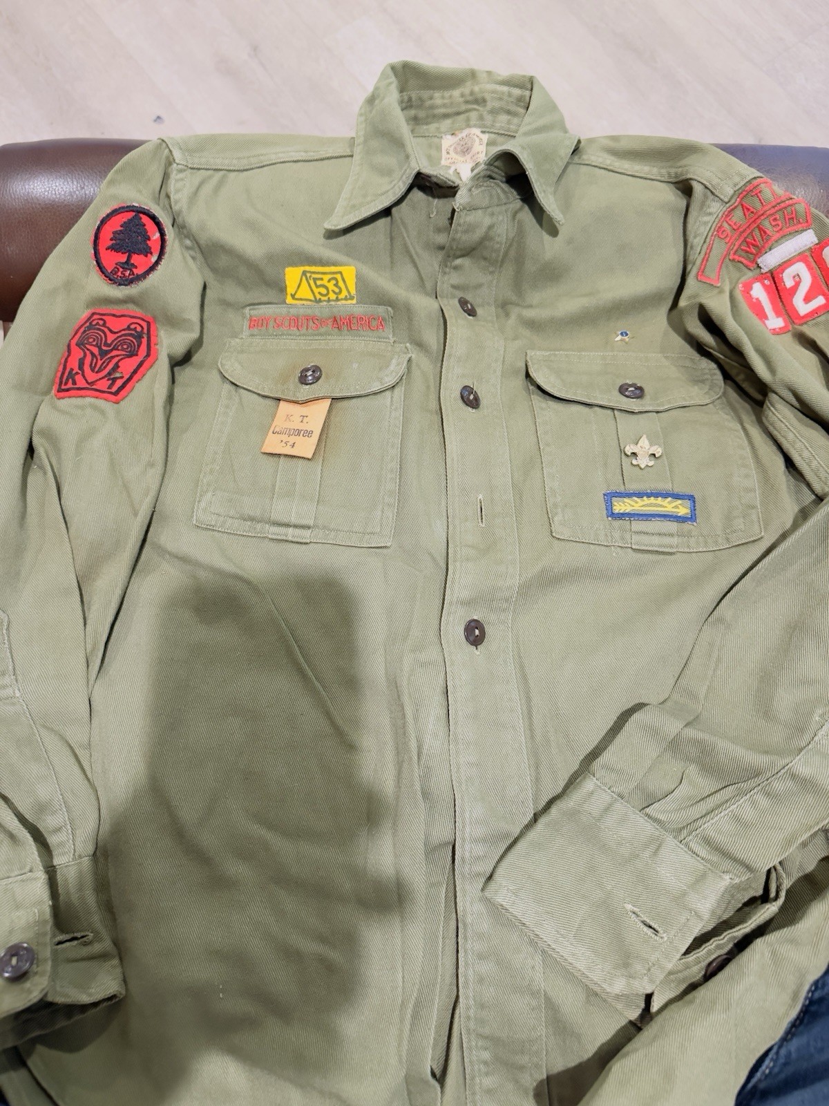 Vintage Boy Scouts BSA  1950’s Uniform Men’s Shirt Long Sleeve Patch