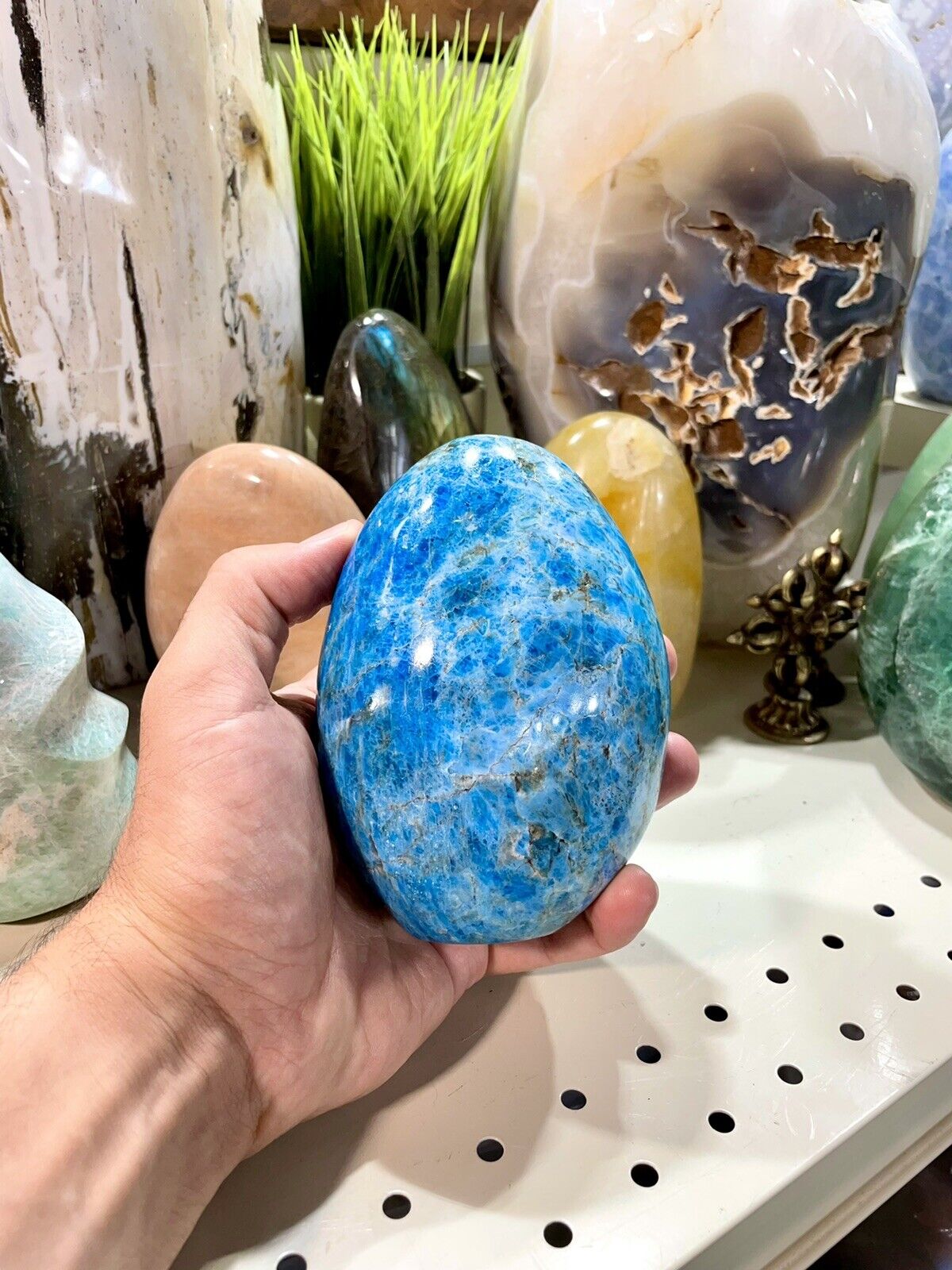 Turquoise Blue Apatite Rock Healing Crystals Yoga Reiki Meditation Size 5x3,5”