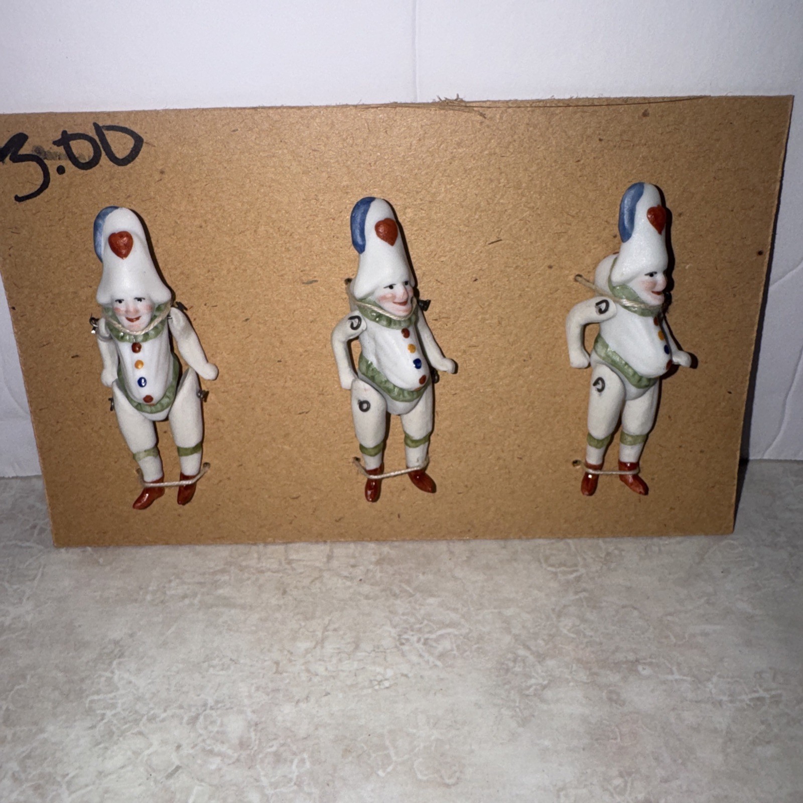 3 Antique German Soldiers On card Hertwig & Co
