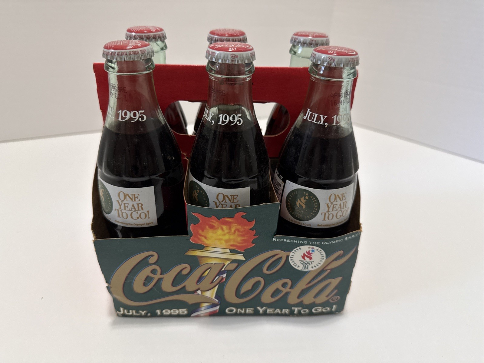 JULY 1995 Atlanta Olympic Coca Cola Coke 6 Pack One Year To Go JULY 1995 Atlanta Olympic Coca Cola Coke 6 Pack One Year To Go