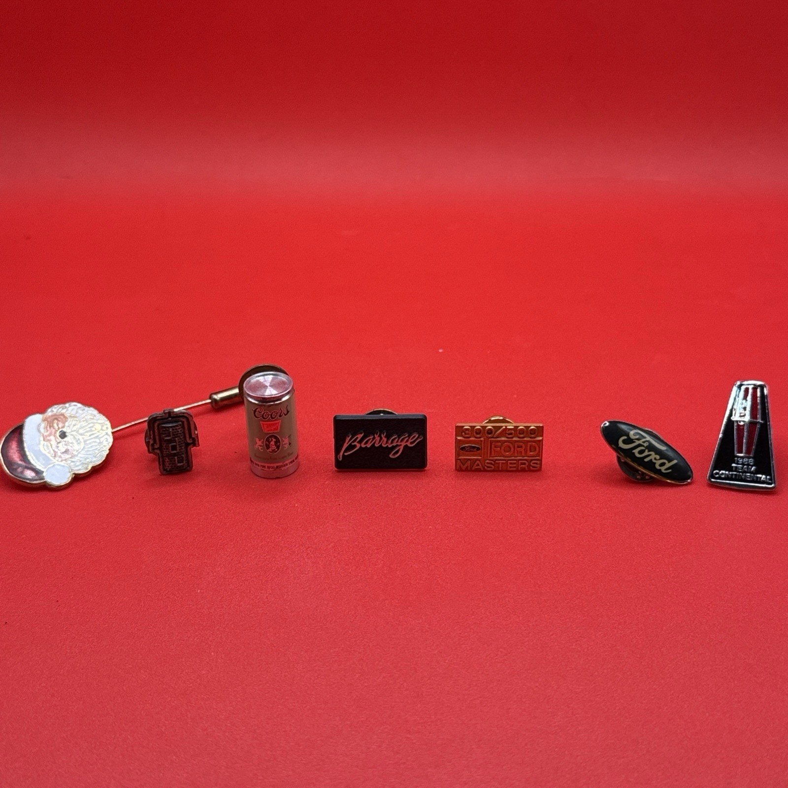 Collectors Vintage Lot 7 Pieces, Lapel Pins, FORD LINCOLN COORS GOLD 10k Santa