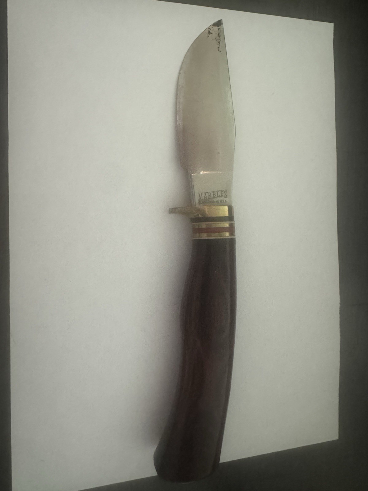 2001 Marbles Custom Woodcraft Fixed Blade Knife Rosewood Handle Made In USA