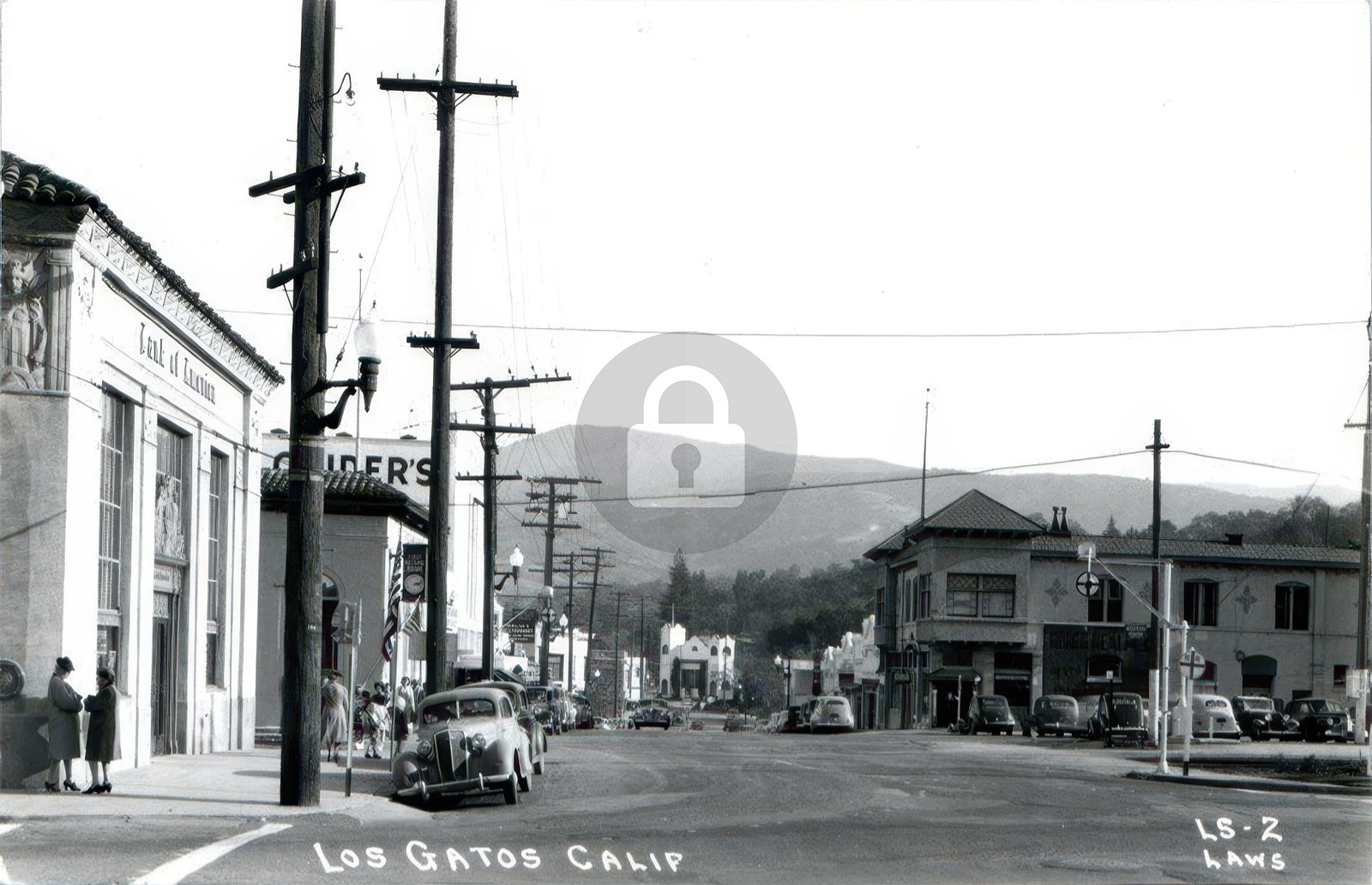 LOS GATOS CA California STREET SCENE c1930s Cars Laws RPPC Photo Postcard COPY