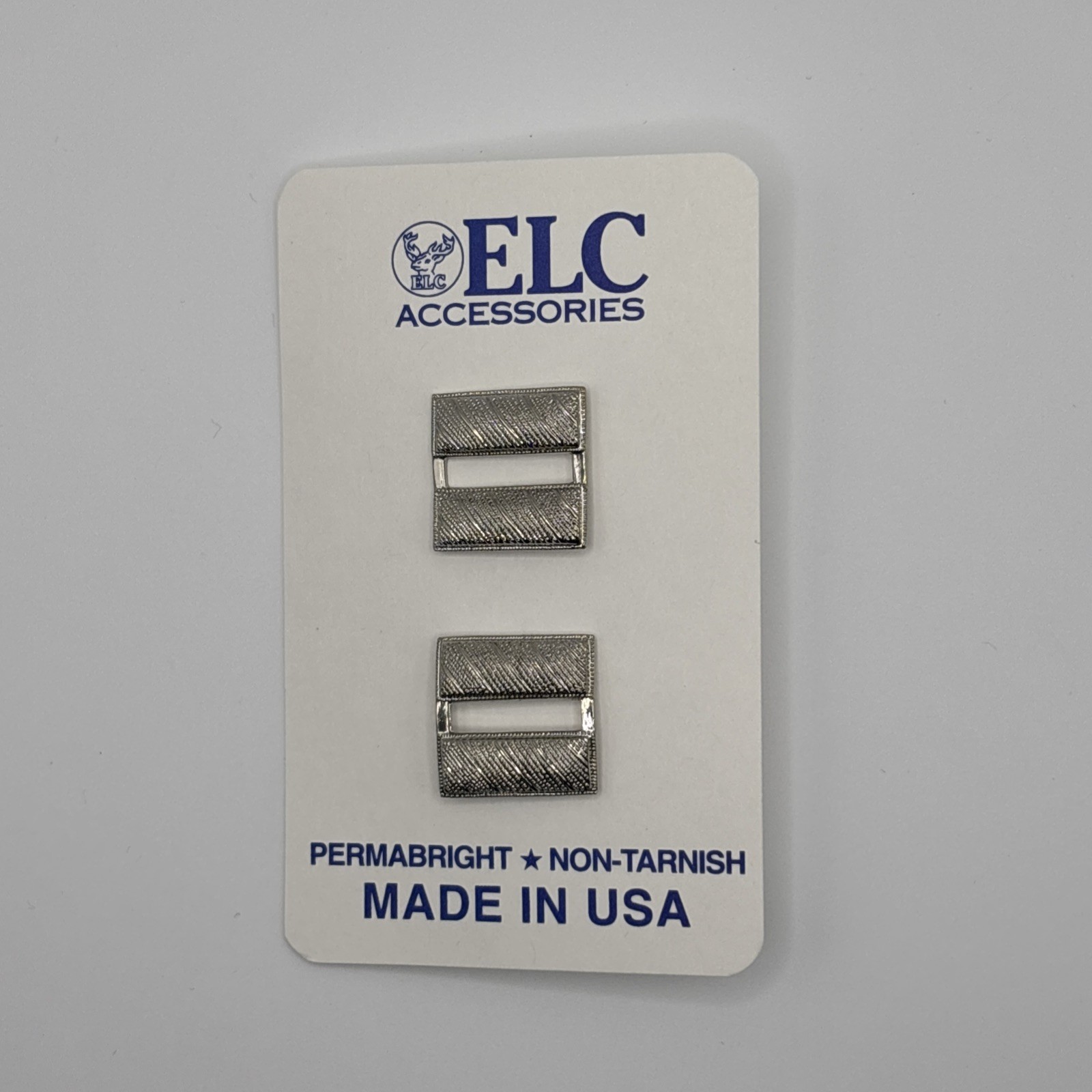 Silver corrugated half size captain bars rank insignia