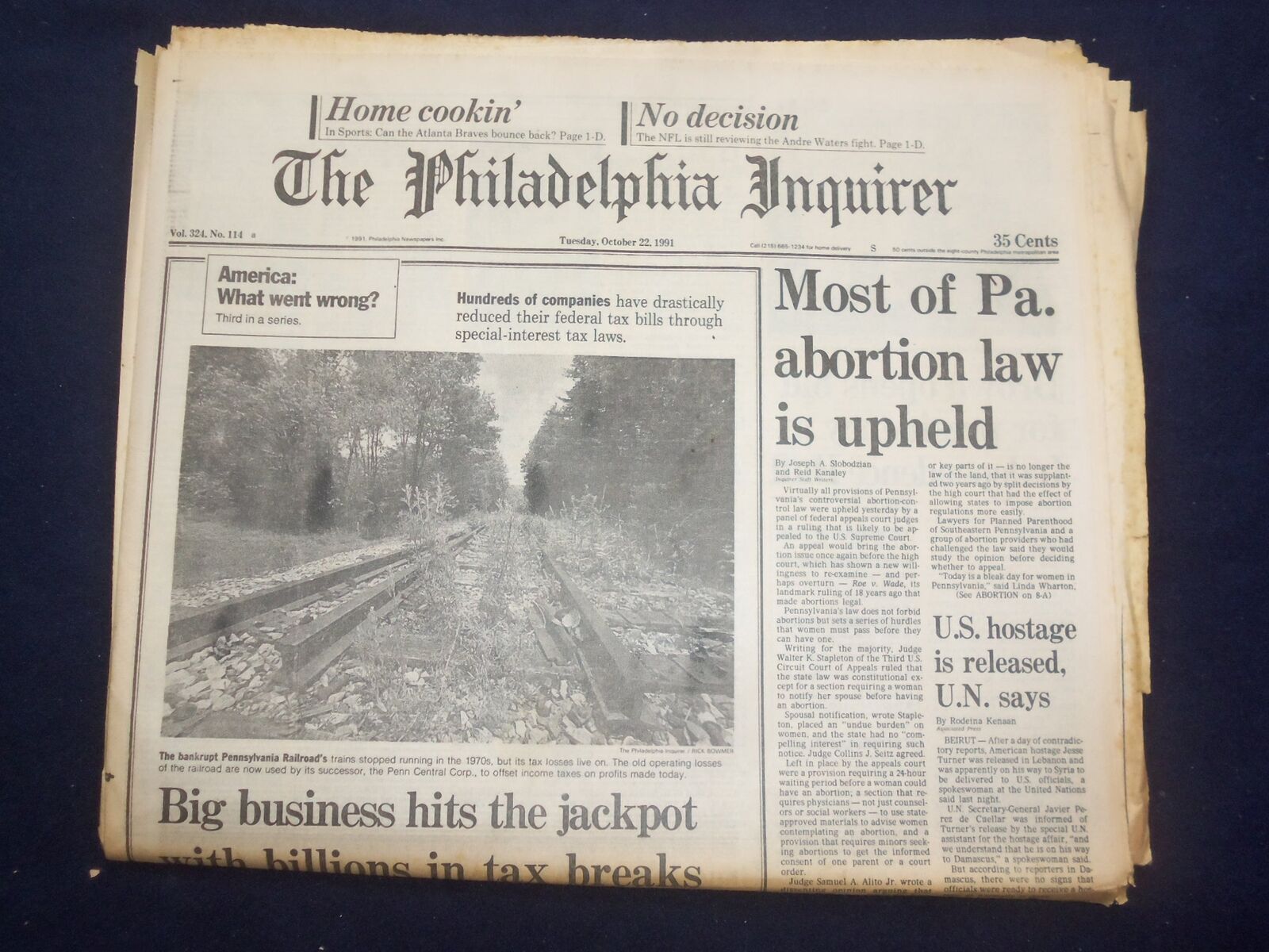 1991 OCTOBER 22 PHILADELPHIA INQUIRER - MOST OF PA. ABORTION LAW UPHELD- NP 7142