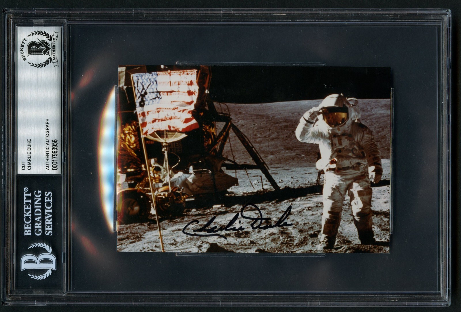 Charles Duke signed autograph 3x4 Photo American Former Astronaut BAS Slabbed