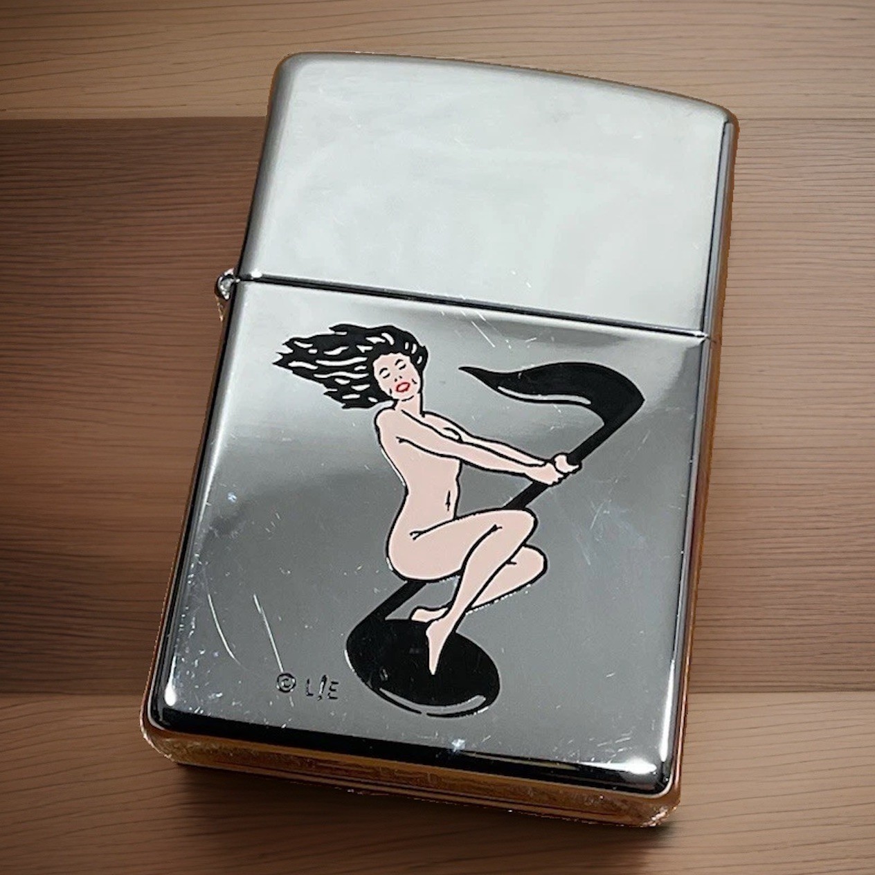 RARE VTG 1996 ZIPPO Ltd. Ed. Nude Windy Riding Musical Note Signed 