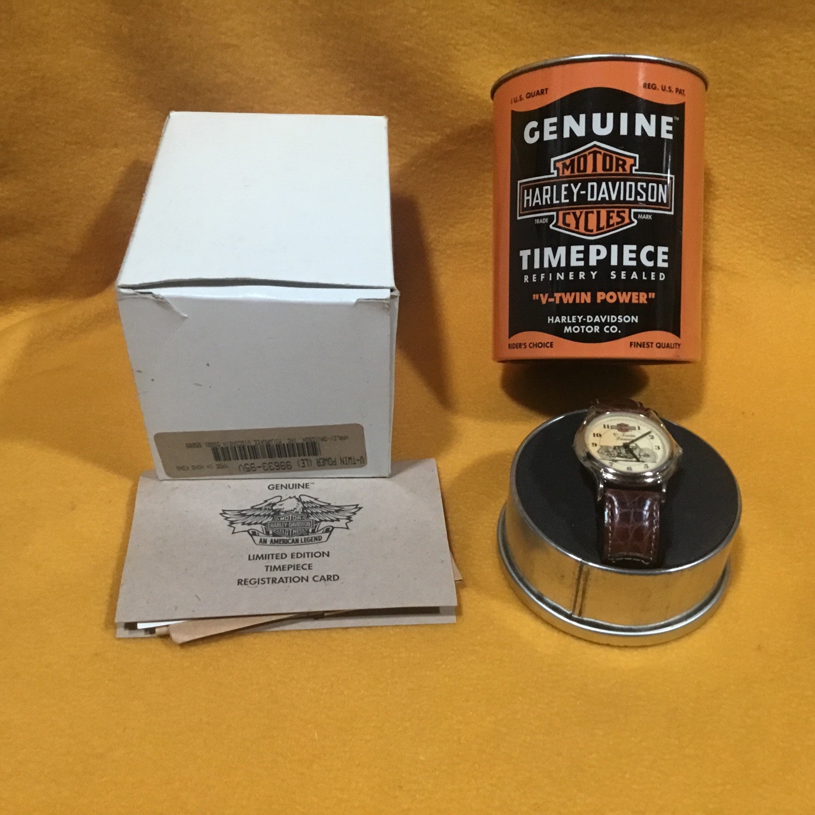 Harley Davidson V Twin Power Wrist Watch in Tin Genuine Timepiece in Box W/paper
