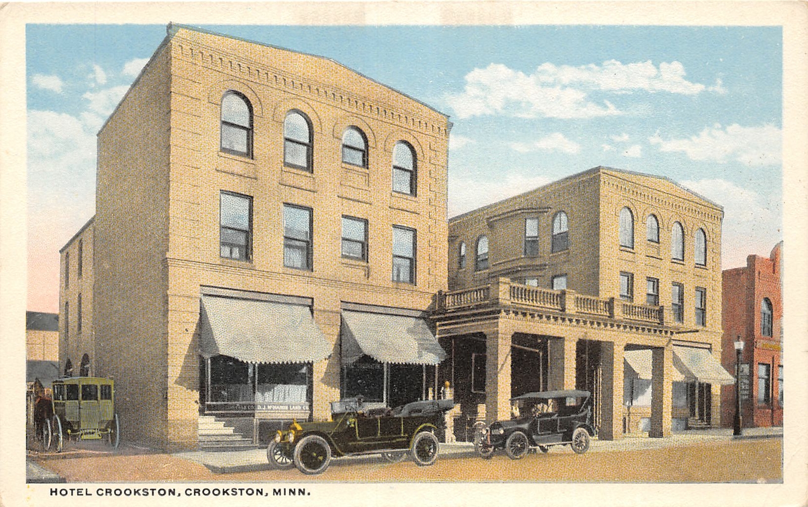 H66/ Crookston Minnesota Postcard c1910 Hotel Crookston Automobile 96