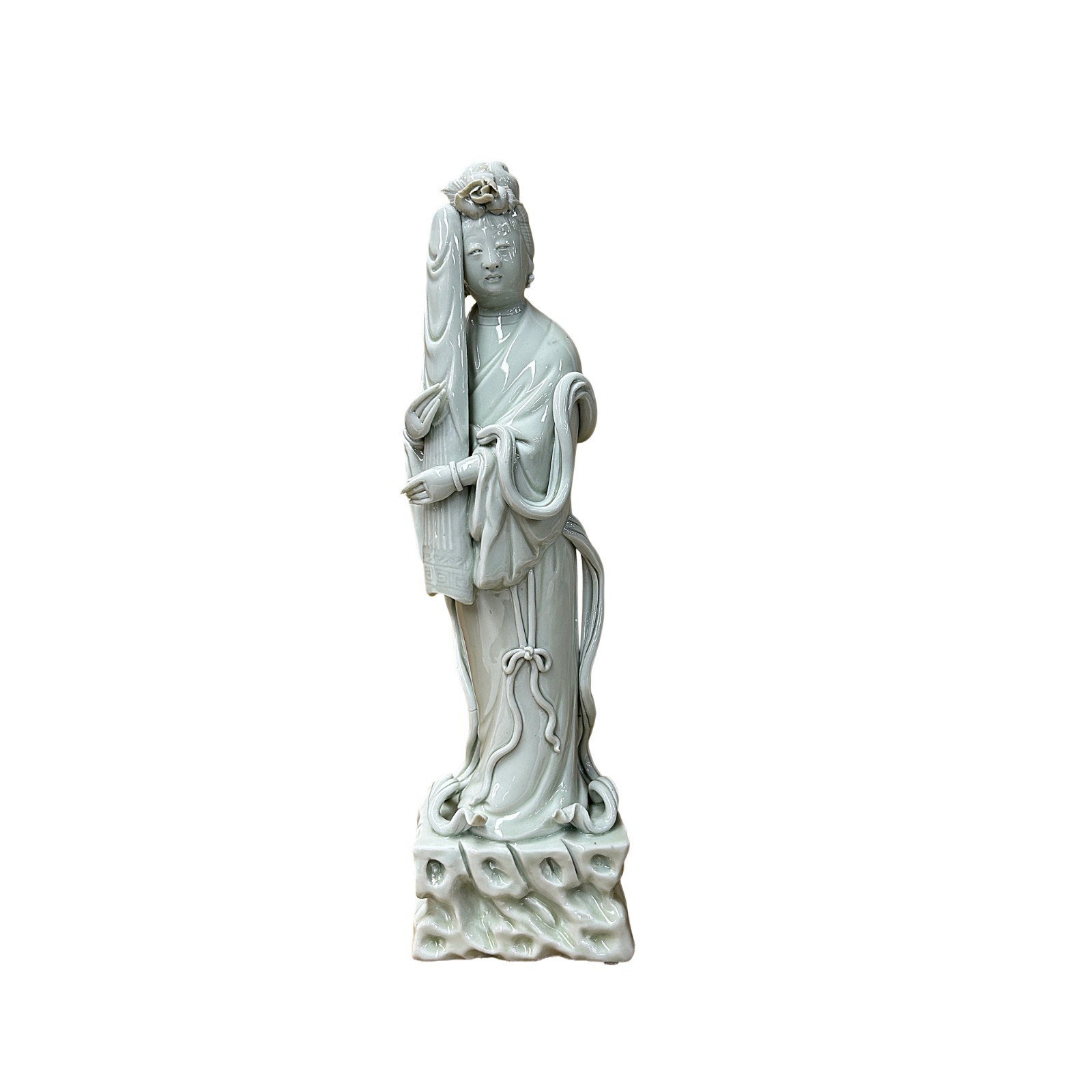 Vintage Off White Porcelain Standing Bodhisattva GuanYin Statue GB858