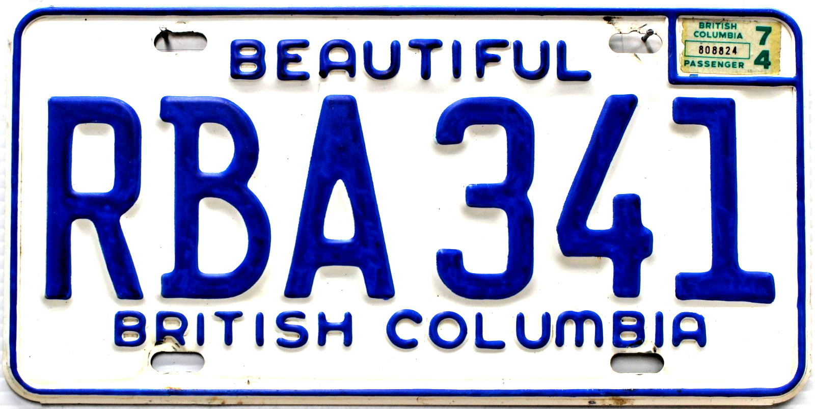 British Columbia License Plate | 1974 Automobile British Columbia License Plate | 1974 Automobile