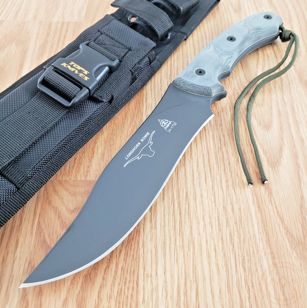 TOPS Longhorn Bowie Fixed Knife 6.75\